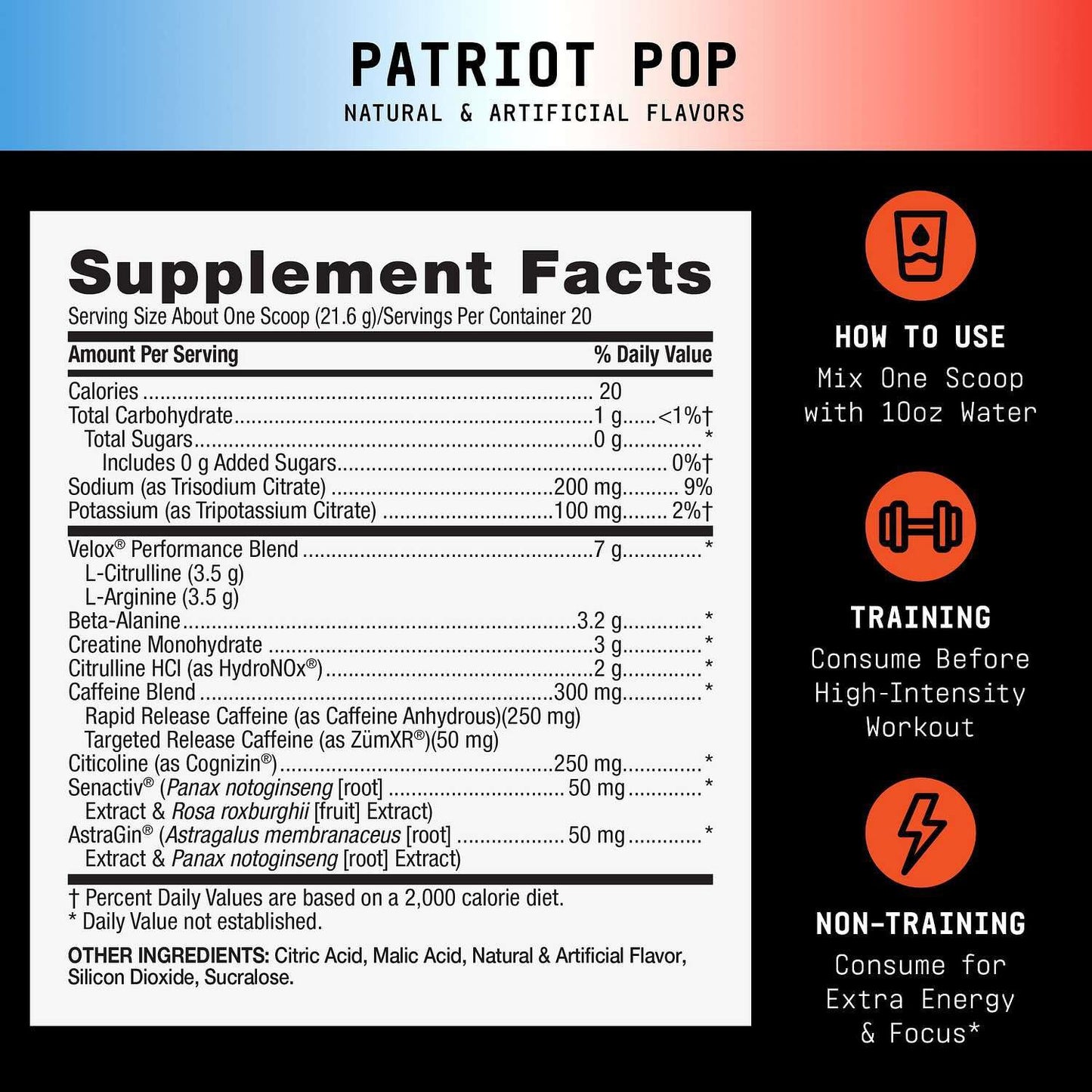 BEYOND RAW GNC LIT AF V2 Pre-Workout Patriot Pop Powder 15.2 oz