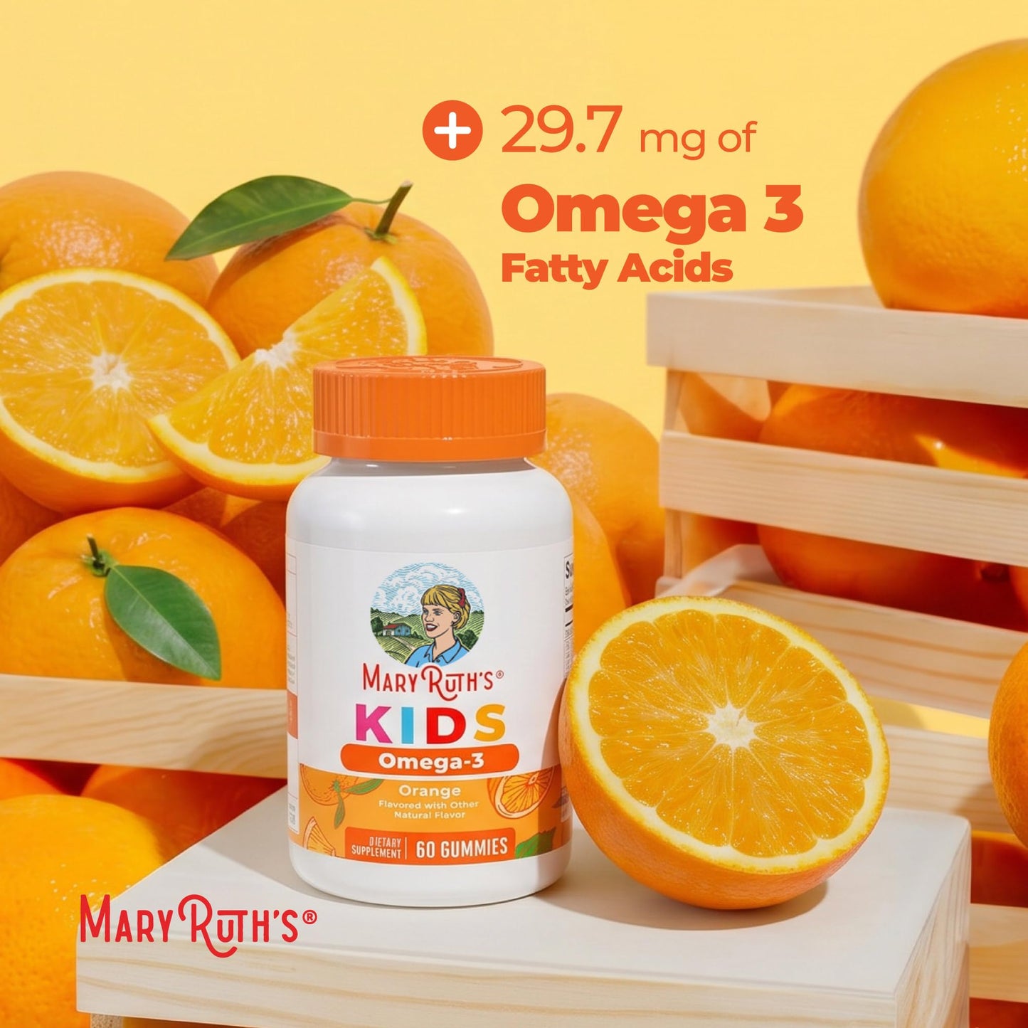 MARYRUTH'S Vegan Omega 3 Gummies for Kids Gummy, 60 Count