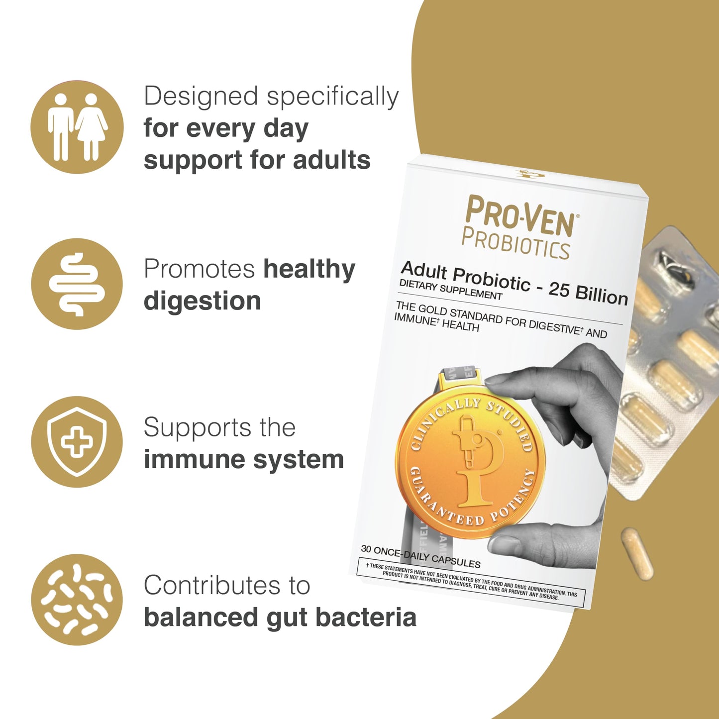 Pro-Ven Daily Probiotic for Women & Men Capsules, 30 Count