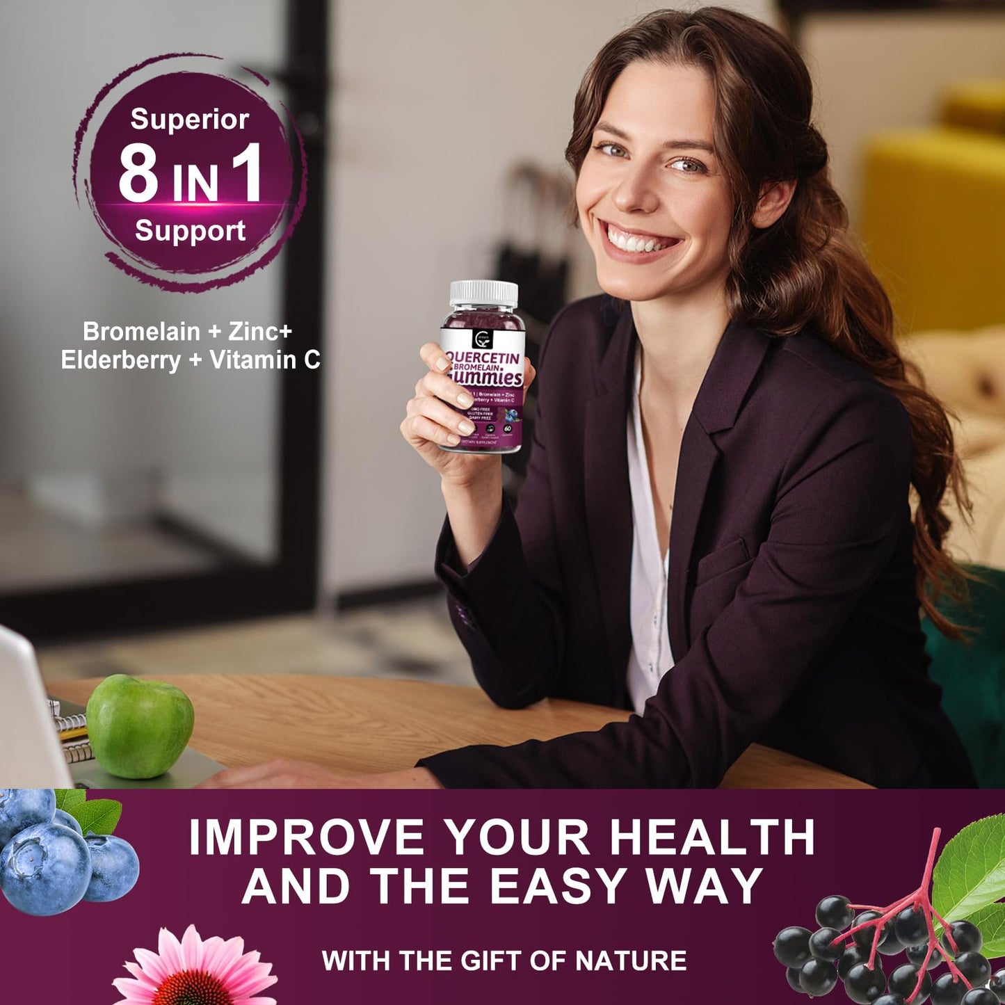 GORNVB Quercetin Gummies with Bromelain 120 Count