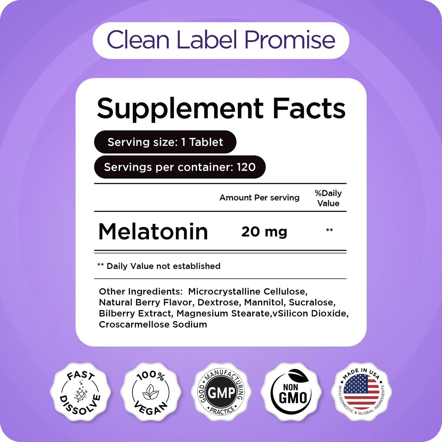 Balancebreens Melatonin 20mg Fast Dissolve Tablets, 360 Tablets