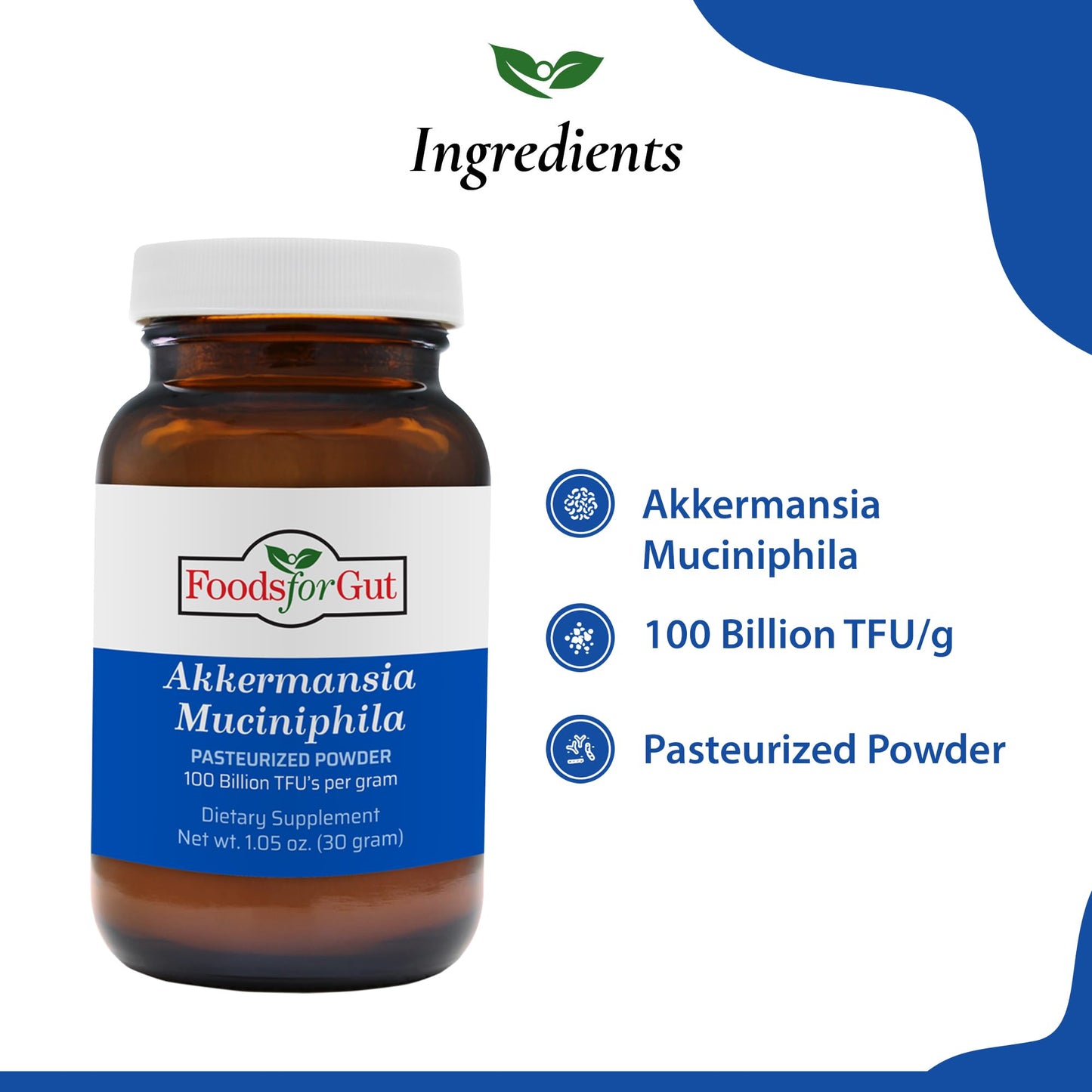 Foods For Gut Akkermansia Muciniphila Pasteurized Powder 1.05 oz