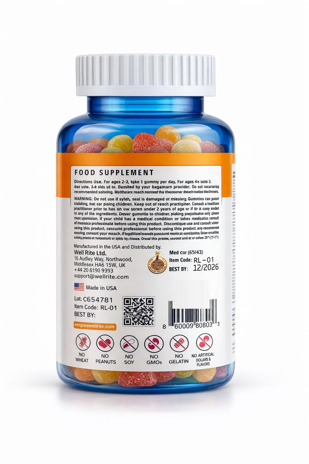 Wellrite Kids Multivitamin Gummies 60 Count