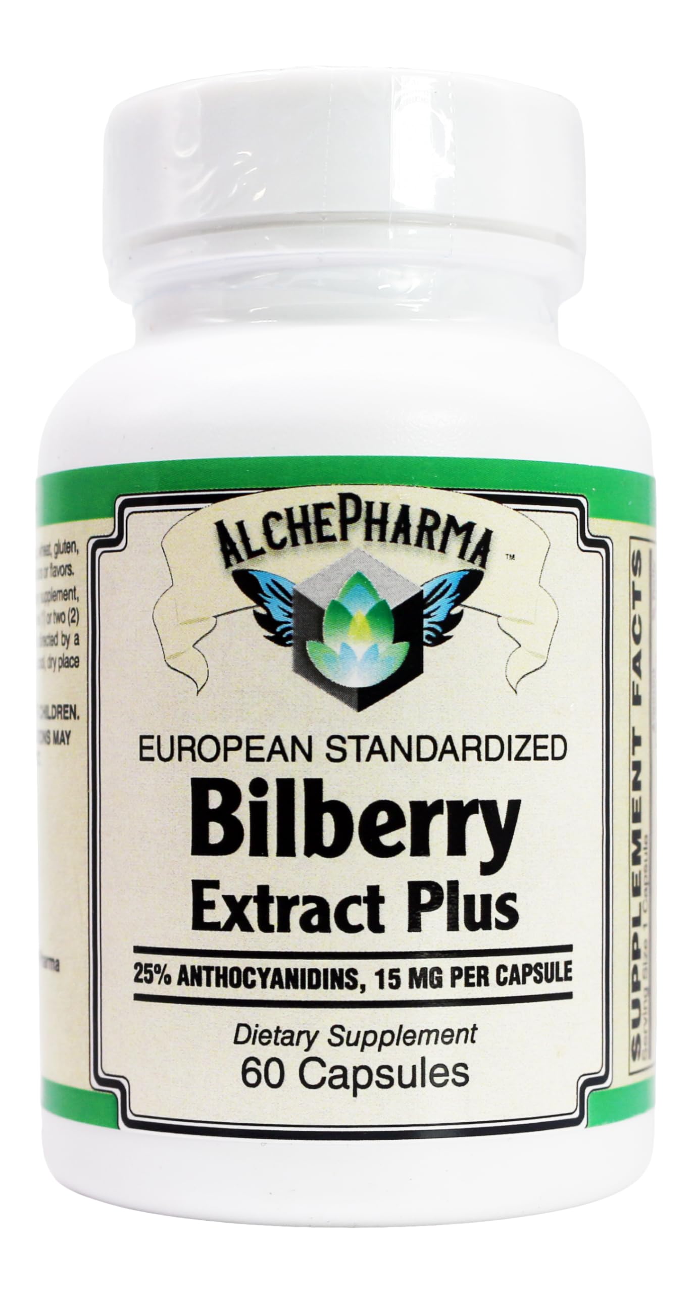 AlchePharma Euromed Bilberry Extract with Grape Skin and Citrus Bioflavonoids Capsules, 60 Count