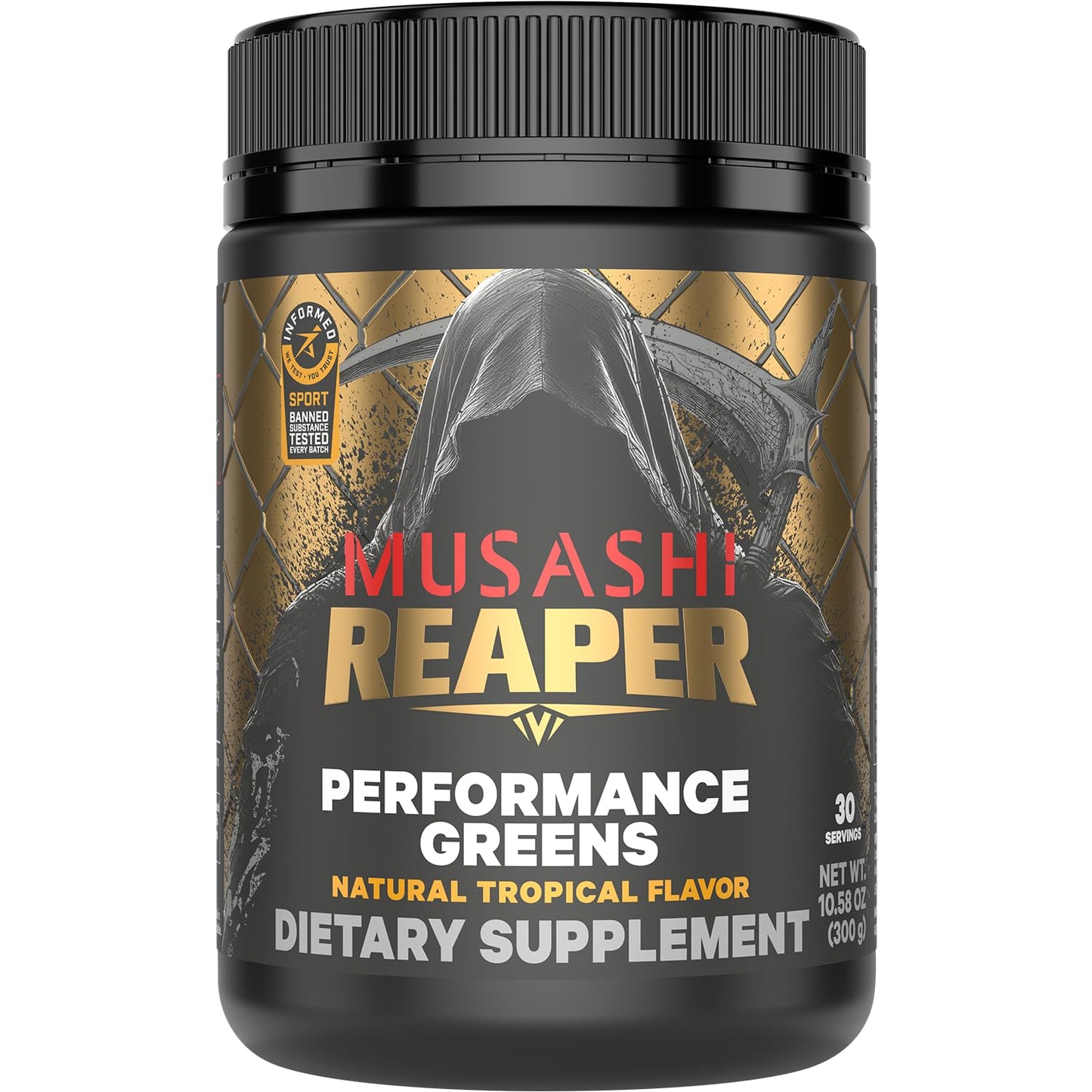 Musashi Reaper Performance Greens Powder Tropical 10.58 oz