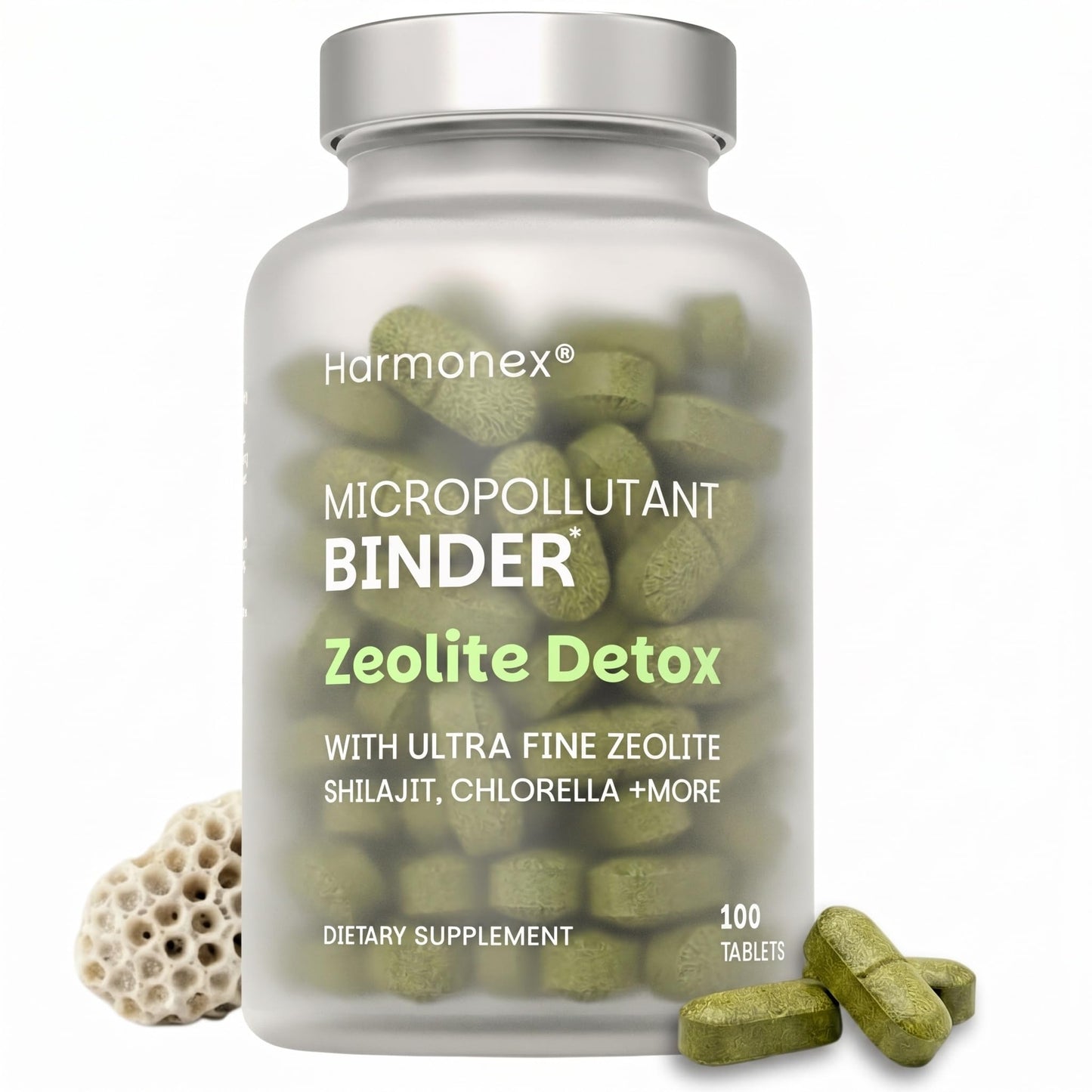 Harmonex Zeolite Detox Micropollutant Binder Tablets 100 Count