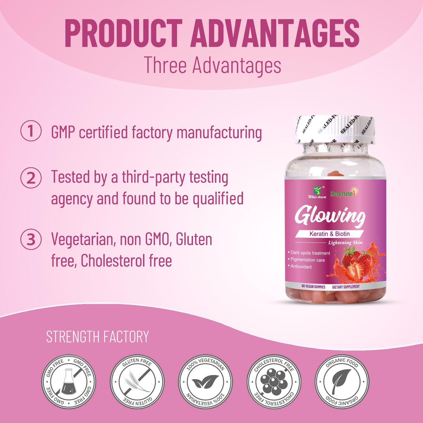 Wins Town Skin Glowing Gummies 60 Count