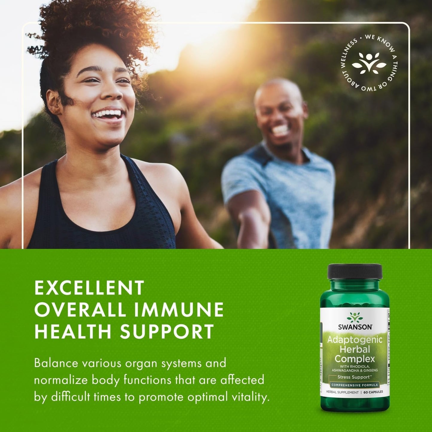 Swanson Rhodiola Ashwagandha Ginseng Complex Mood Energy Immune Function Nervous System Stress Support Adaptogen Herb Supplement 180 Capsules
