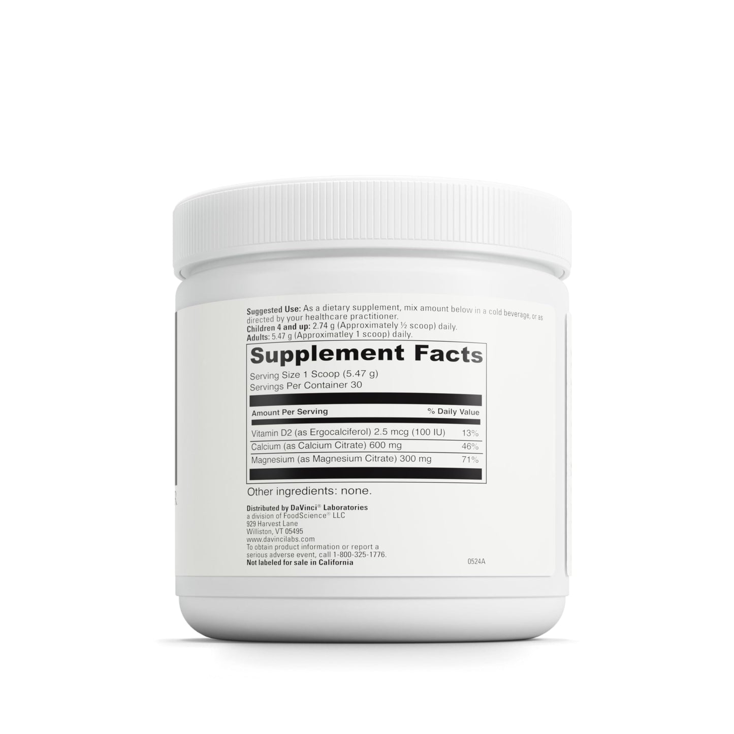 DAVINCI Cal-Mag Citrate Powder 30 Servings