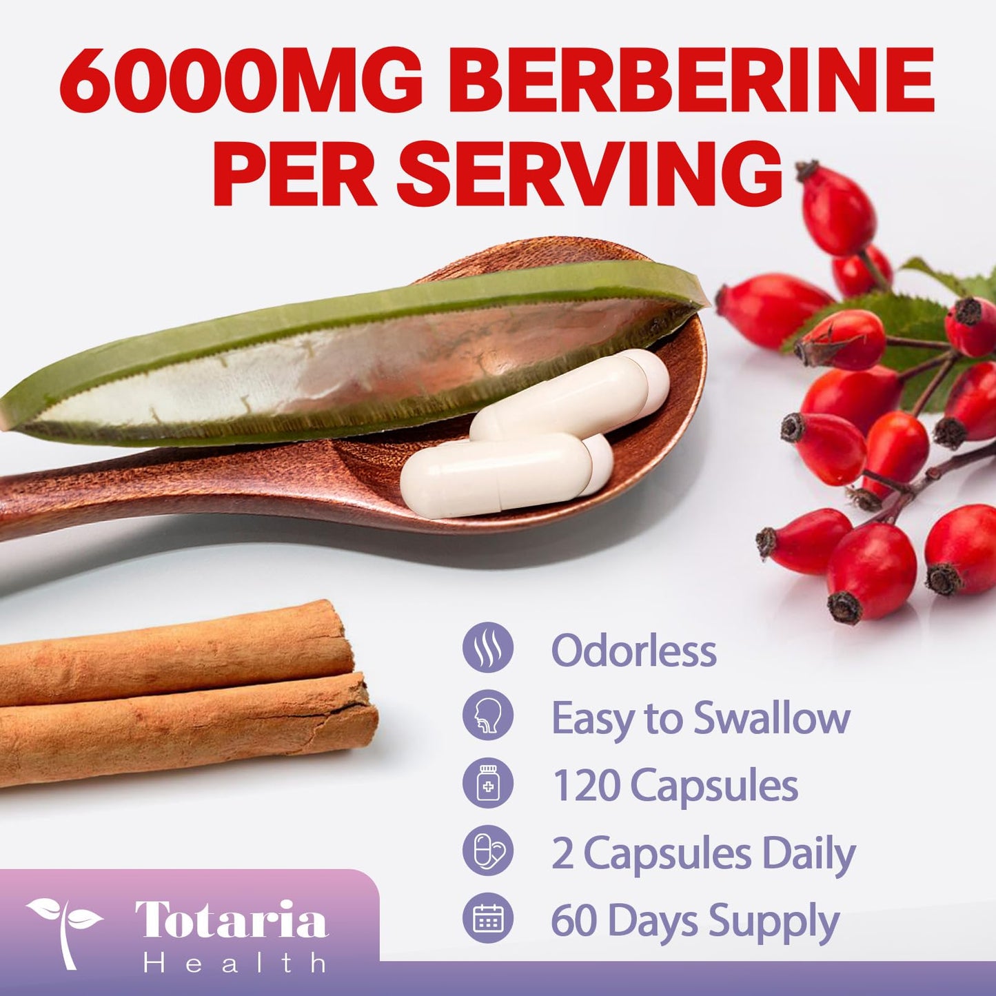 Totaria Berberine Supplement with Ceylon Cinnamon, Milk Thistle - GLP-1 Supplement GLP Activate Natural Formula, Berberine Plus for Liver & Gut Health, Immunity, Better Figure, Men & Women Capsules 120