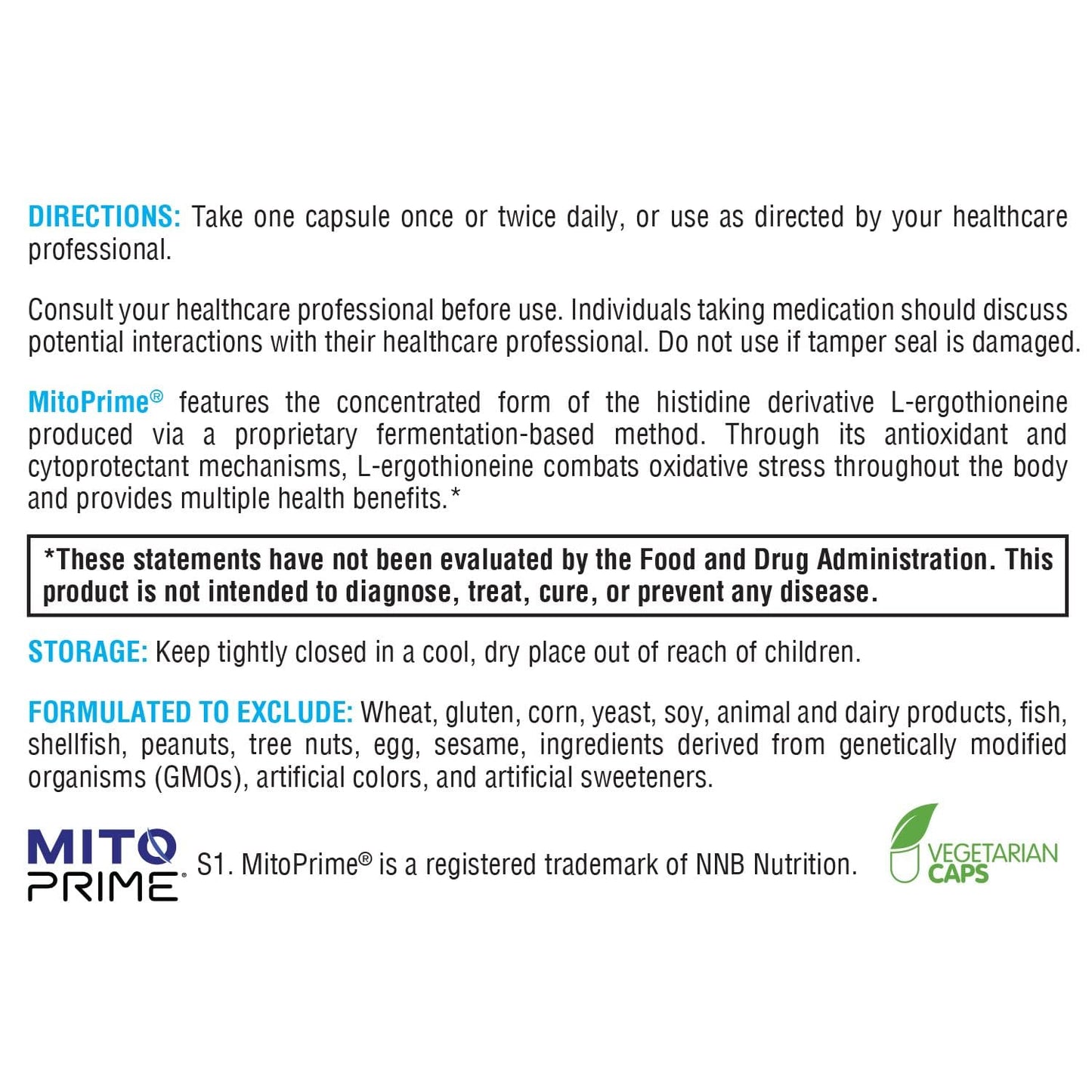XYMOGEN MitoPrime L-Ergothioneine Supplement - Mitochondrial & Cellular Antioxidant Support Capsules 30