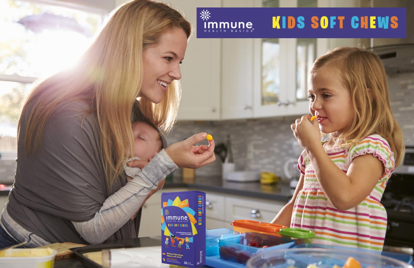 Immune Health Basics Kids Soft Chews with Wellmune Natural Beta Glucan, 30 Soft Chews