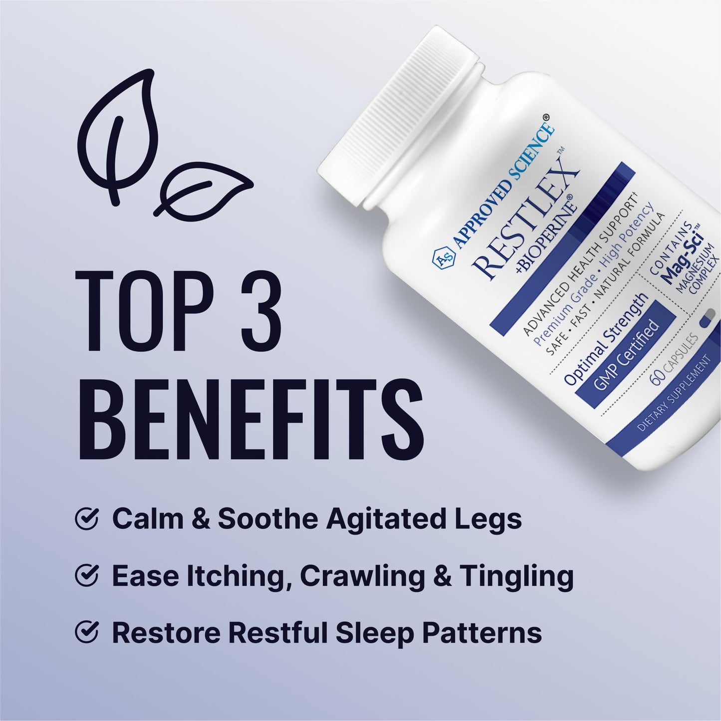 Approved Science Restlex for Restless Legs Magnesium Glycinate Capsules, 60 Count
