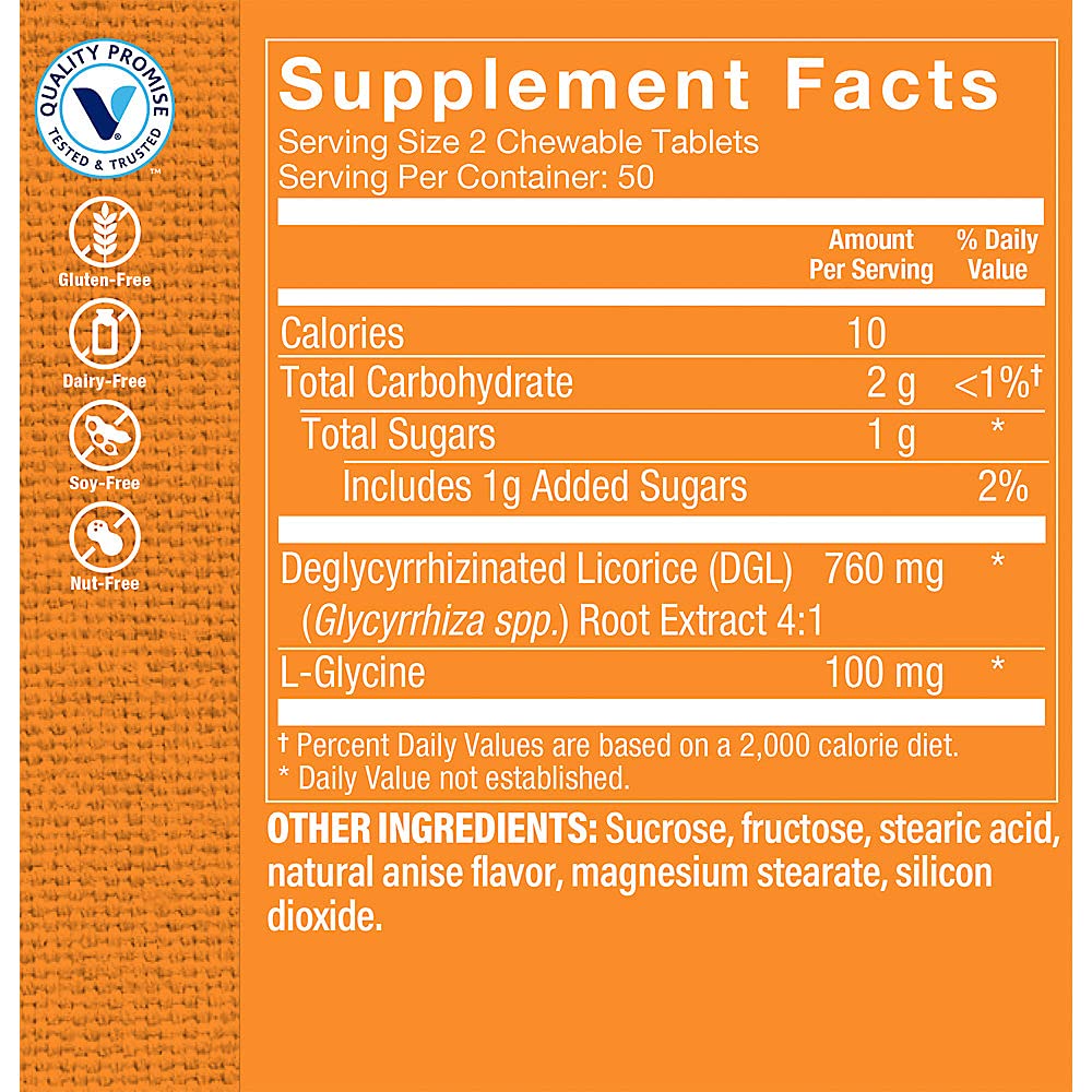 The Vitamin Shoppe DGL (Deglycyrrhizinated Licorice) 760MG, Stomach Soothing Herbal Supplement, 1 Tablet