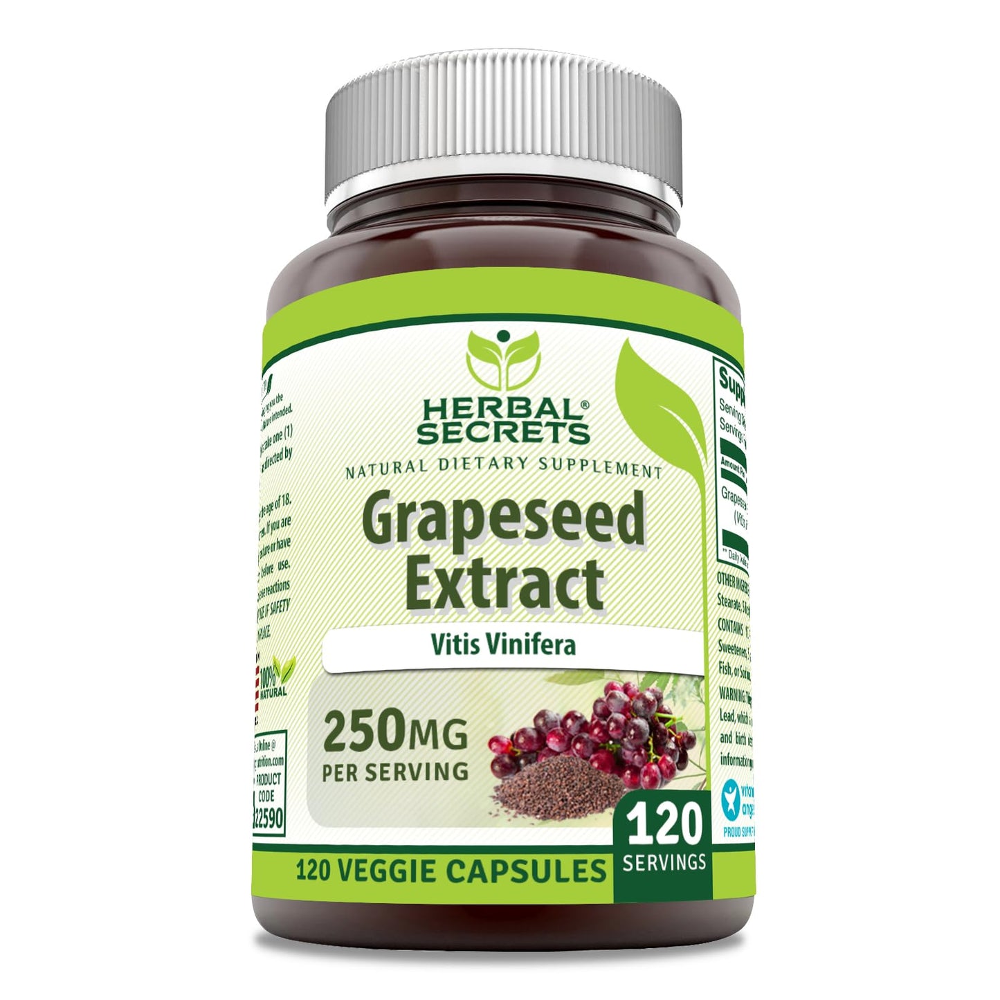 Herbal Secrets Grapeseed Extract Supplement 120 Capsules