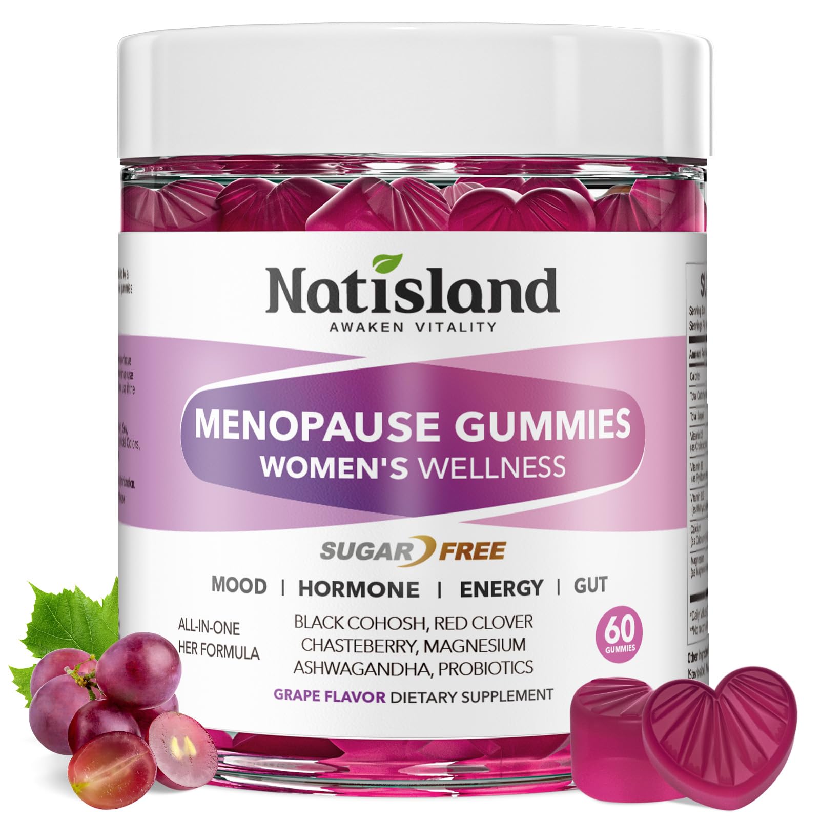 NATISLAND Menopause Supplements for Women Gummies, 60 Count