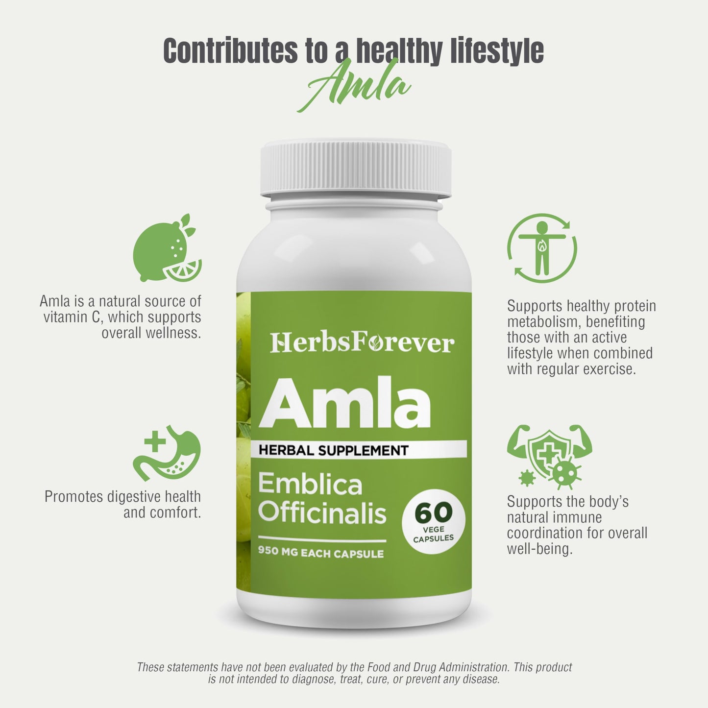 Herbsforever Amla (Indian Gooseberry) Vitamin C Capsule 60 Veg Capsules