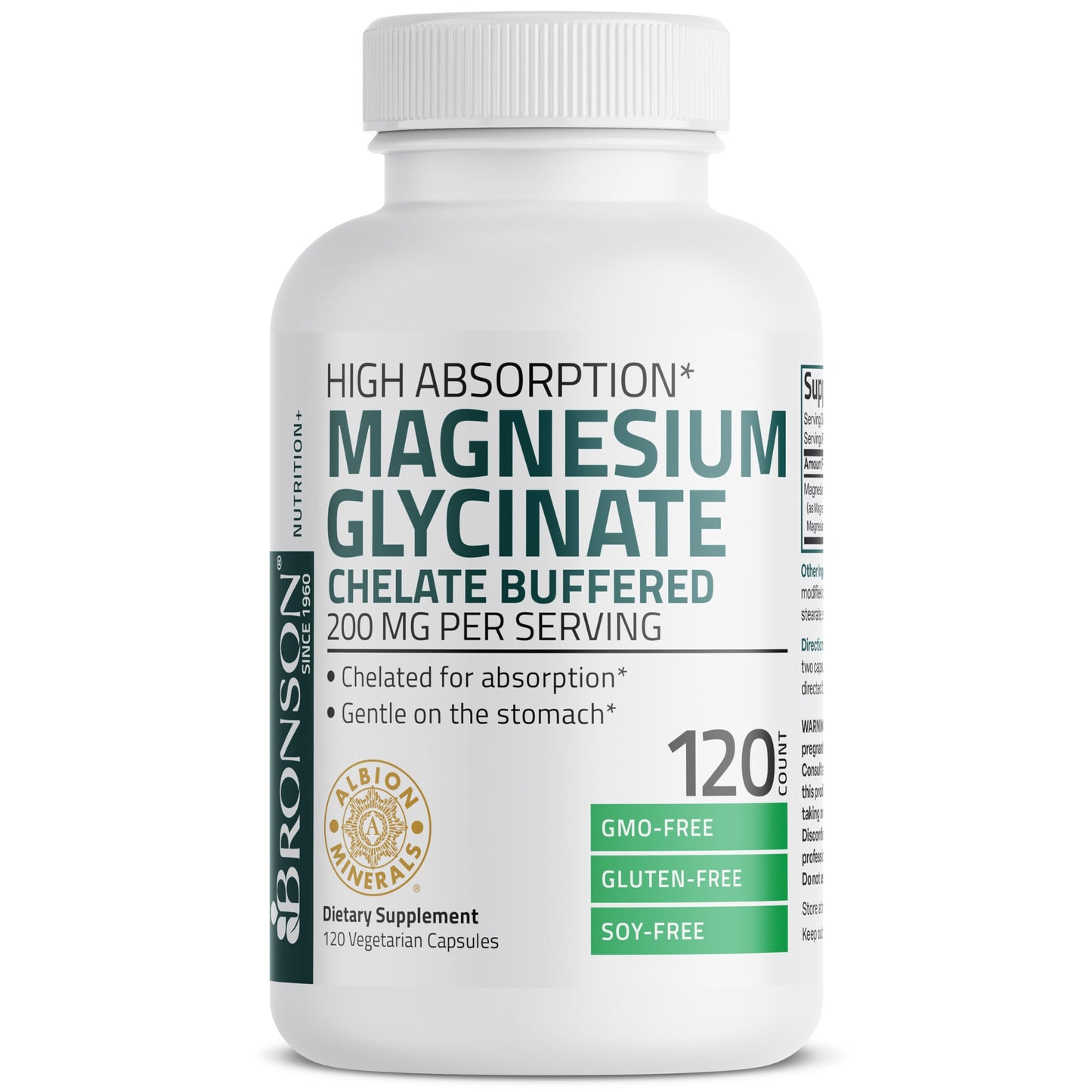 Bronson Magnesium Glycinate 200 mg Chelated High Absorption Capsules, 120 Count