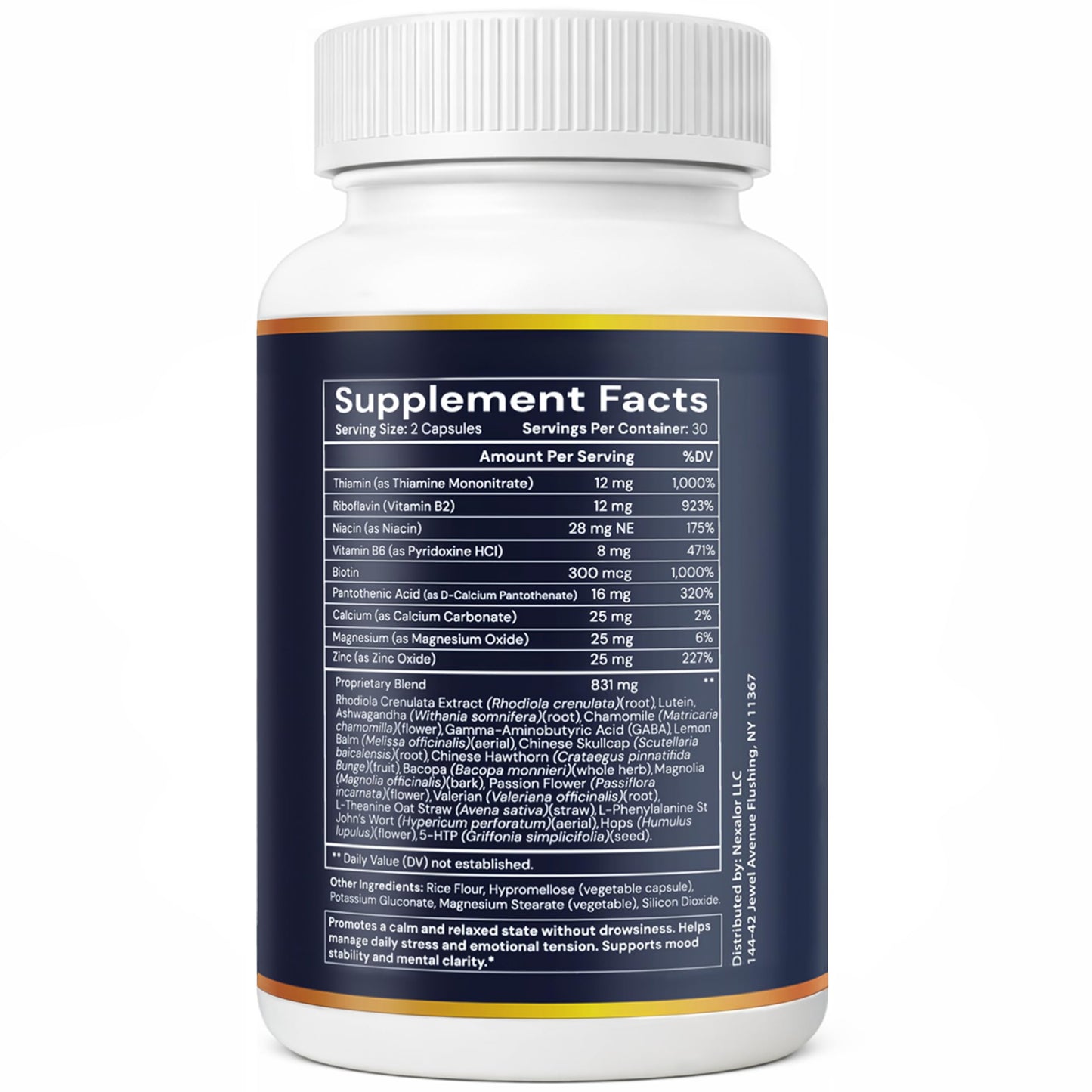 AMPLIFEX Natural Serotonin and Dopamine Mood & Stress Support Supplement for Women 60 Capsules