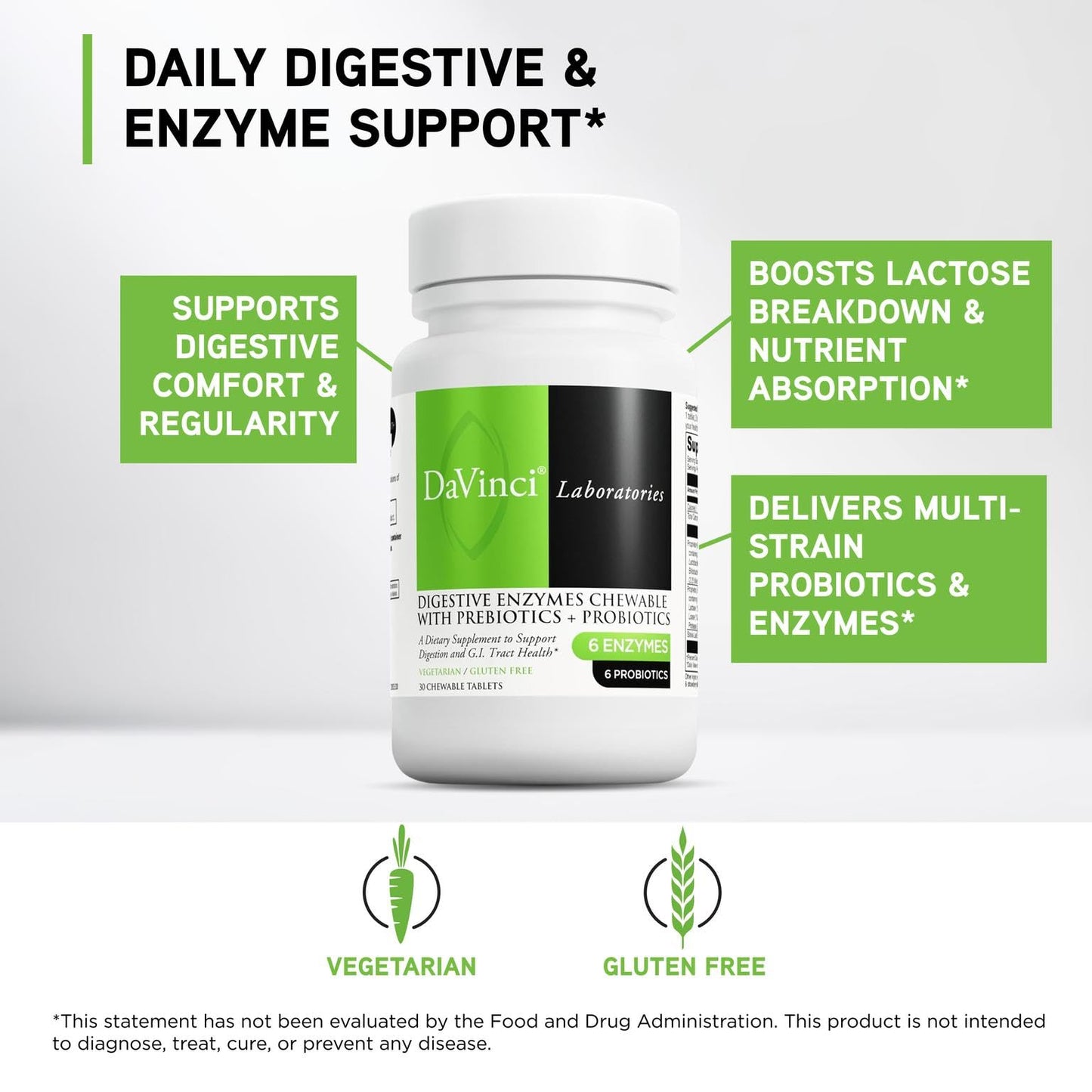 DAVINCI Mega Probiotic ND with Digestive Enzymes Chewable, 30 Chewable Tablets