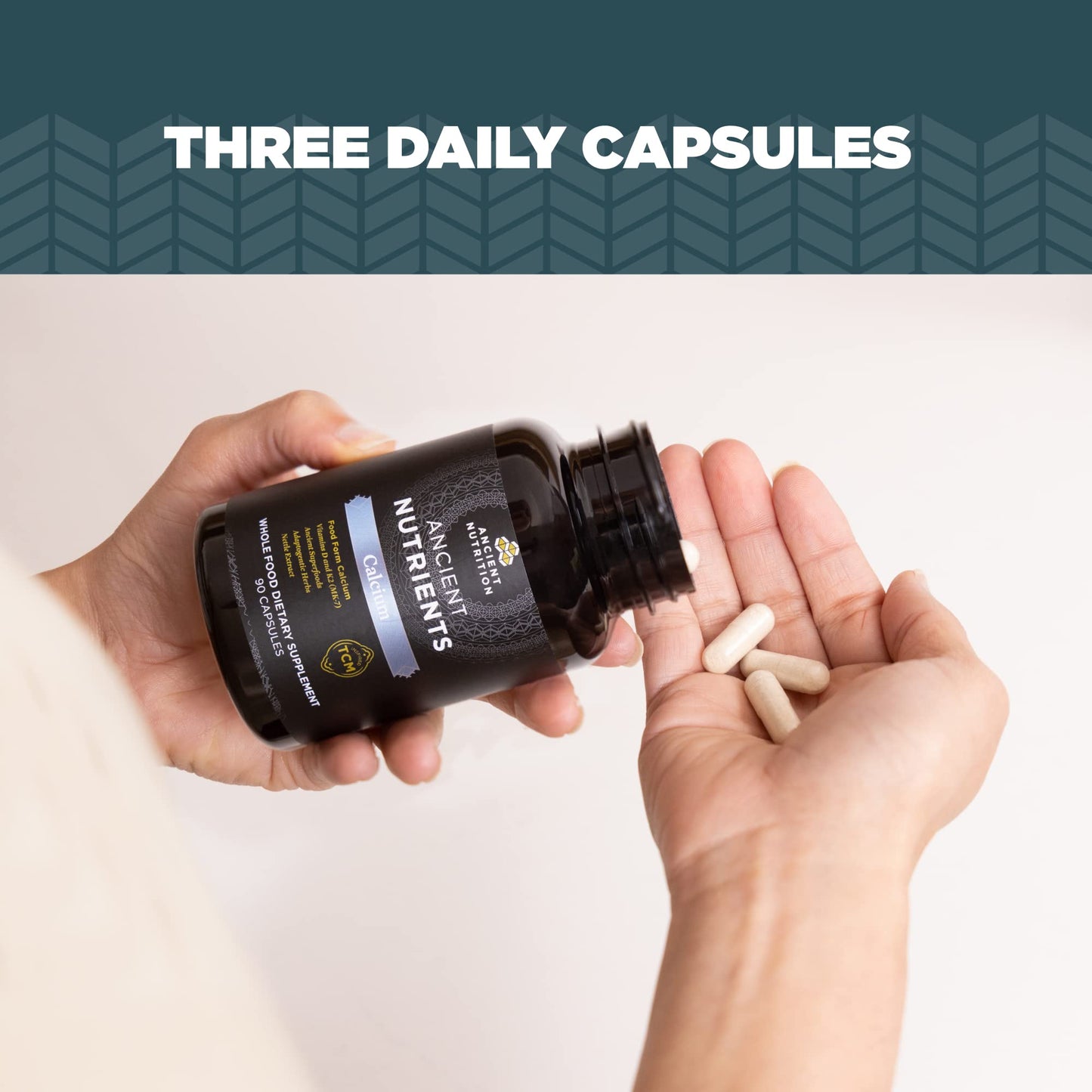 Ancient Nutrition Calcium Supplement + Vitamin D + K2 Capsule, 90 Count