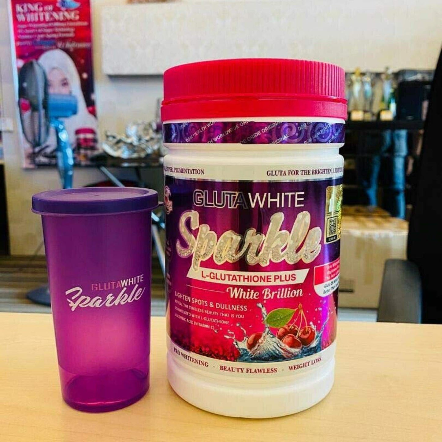 Supream gluta GLUTA White Sparkle L-GLUTATHIONE Plus Best 2X Skin WHITENING Supplement 750G Powder 72 Count