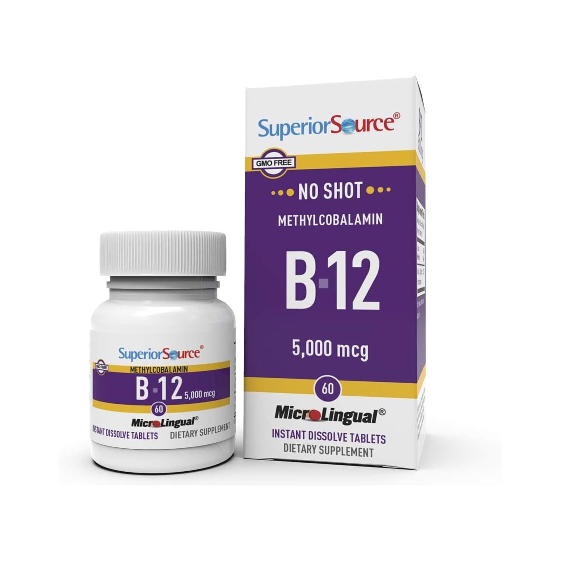 Superior Source No Shot Methylcobalamin B-12 5000 mcg Tablets 60 Count