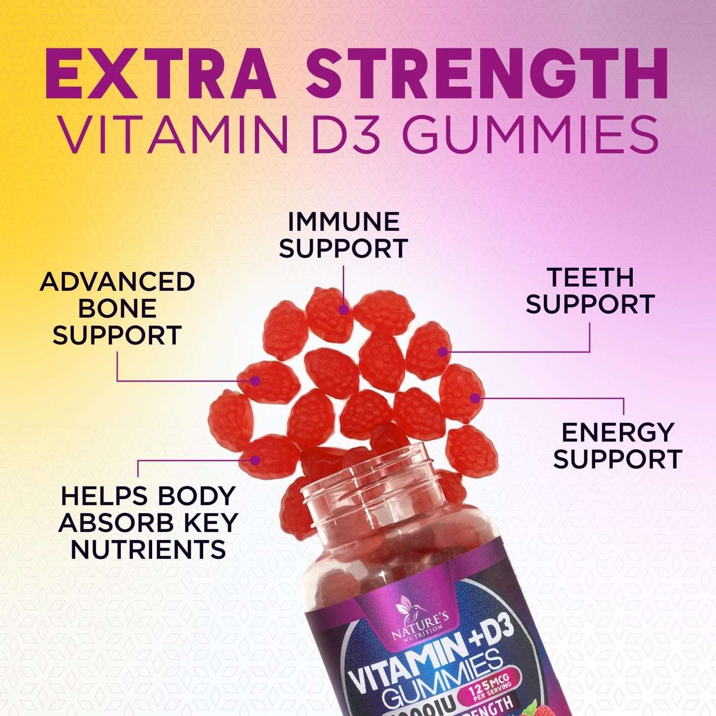 Nature's Nutrition Vitamin D3 Gummies 120 Gummies