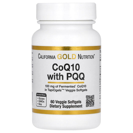 California Gold Nutrition CoQ10 with PQQ, Ubiquinone USP, Tapioca Veggie Softgel with Sunflower Lecithin, 100 mg, 60 Softgels