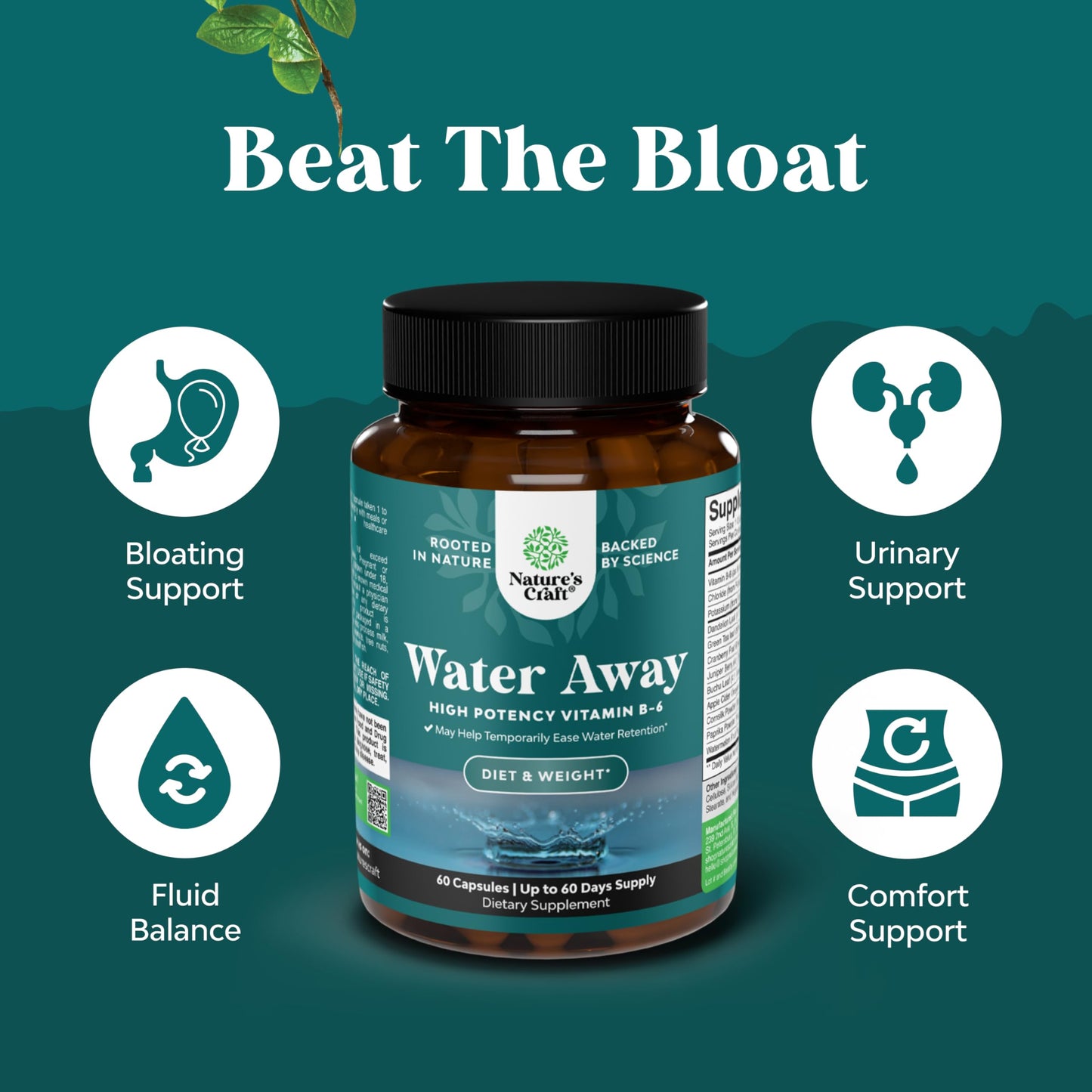 Natures Craft Water Away Herbal Diuretic 60 Capsules