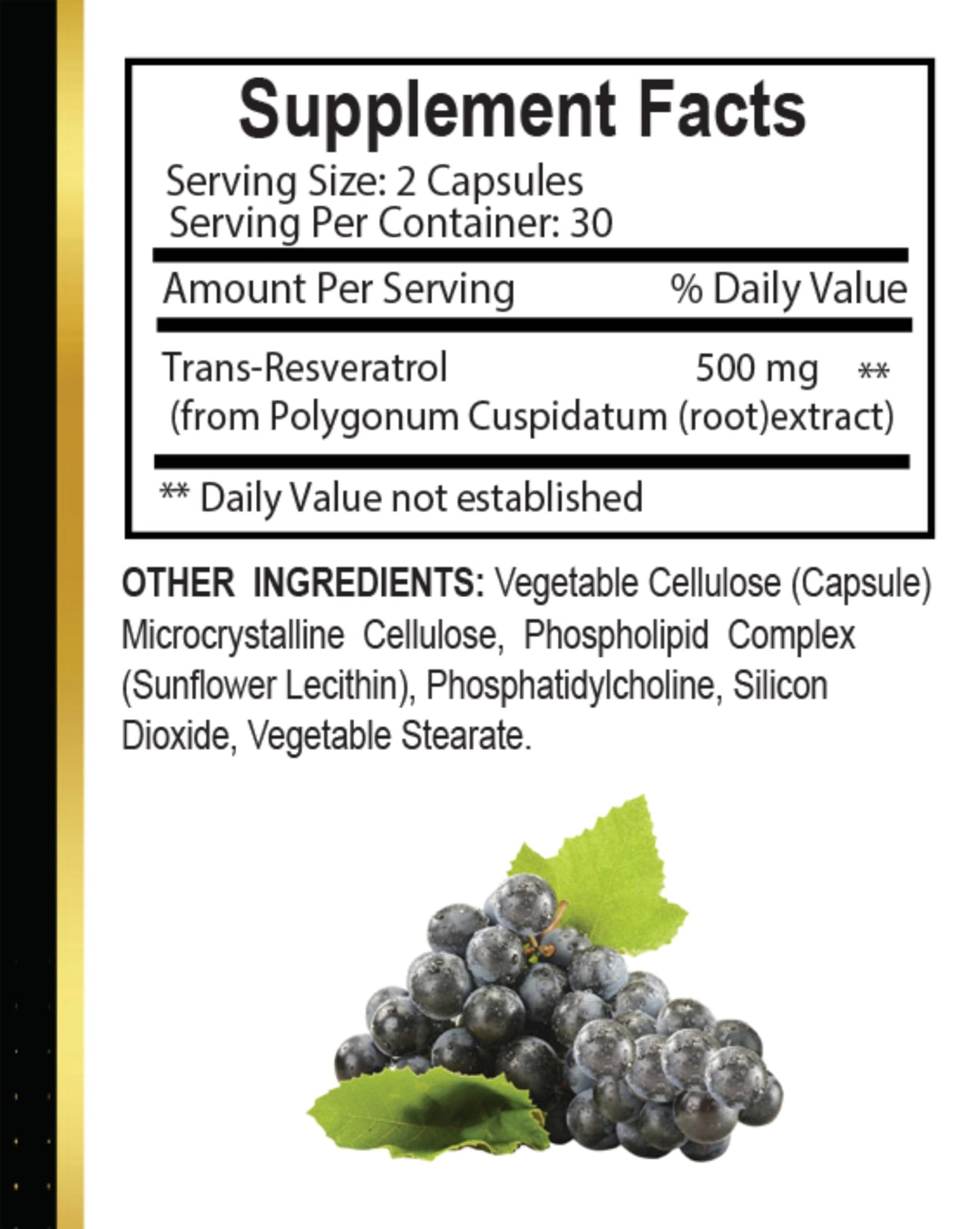 OLANTA TRADE SOLUTION Resveratrol Extract with Red Wine Extract, Trans-Resveratrol Antioxidant Supplement, 60 Capsules