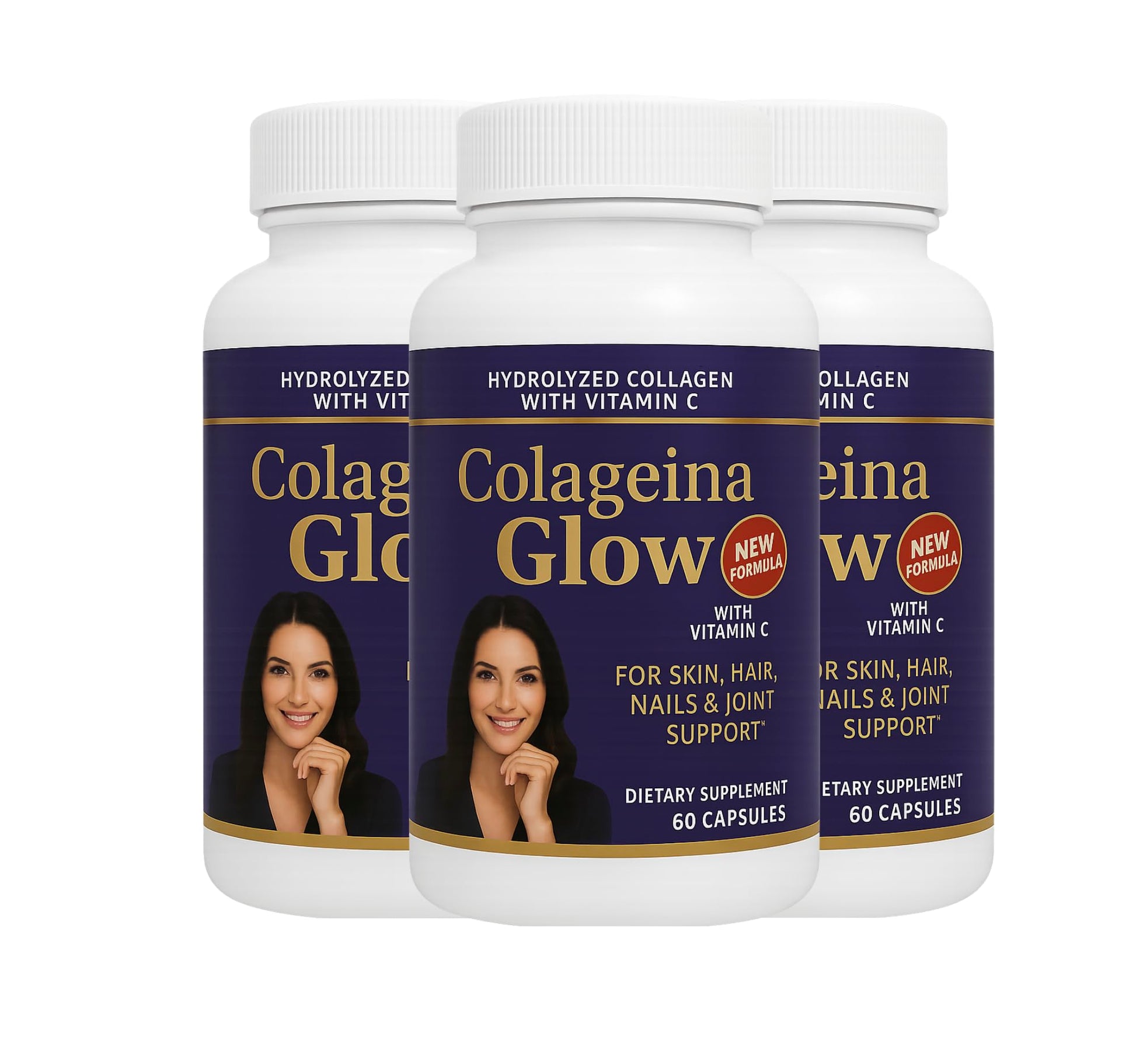 Generic Hydrolyzed Collagen with Vitamin C – Colageina Glow Capsules, 60 Count