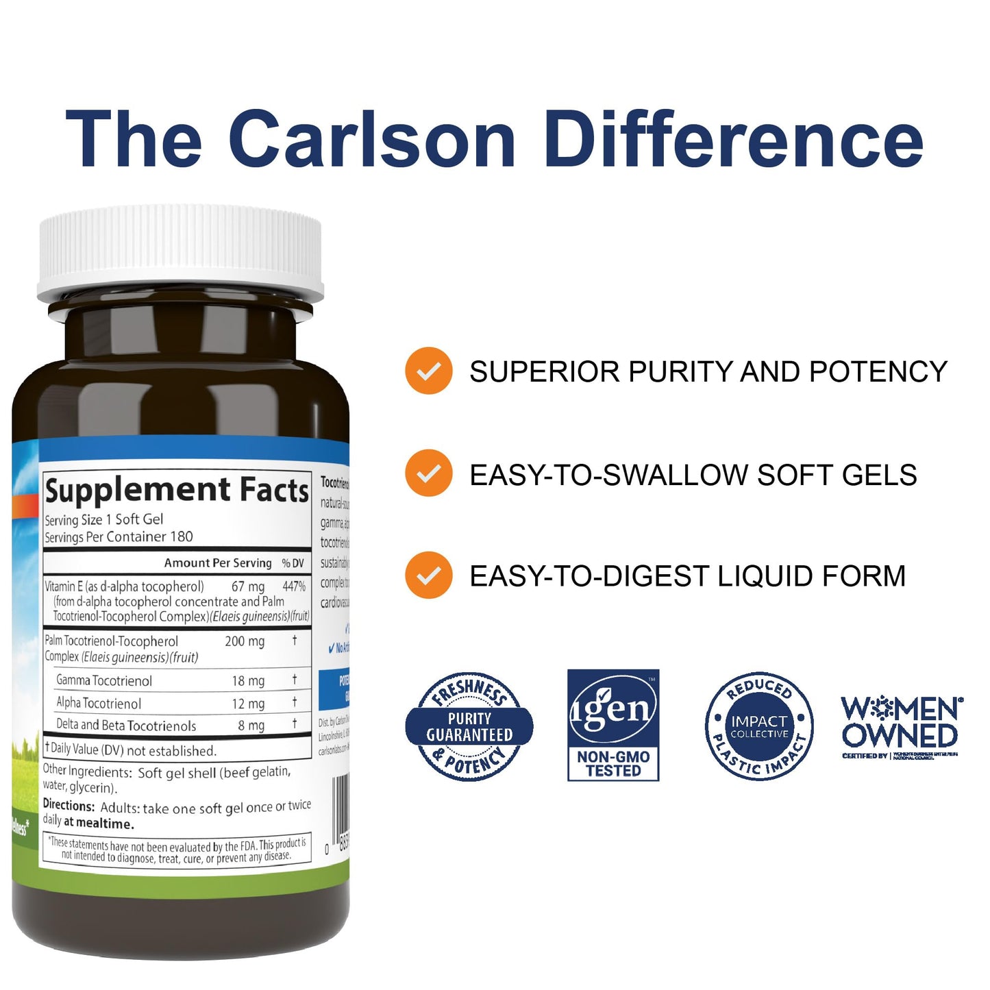 Carlson Tocotrienols Softgel, 180 Count