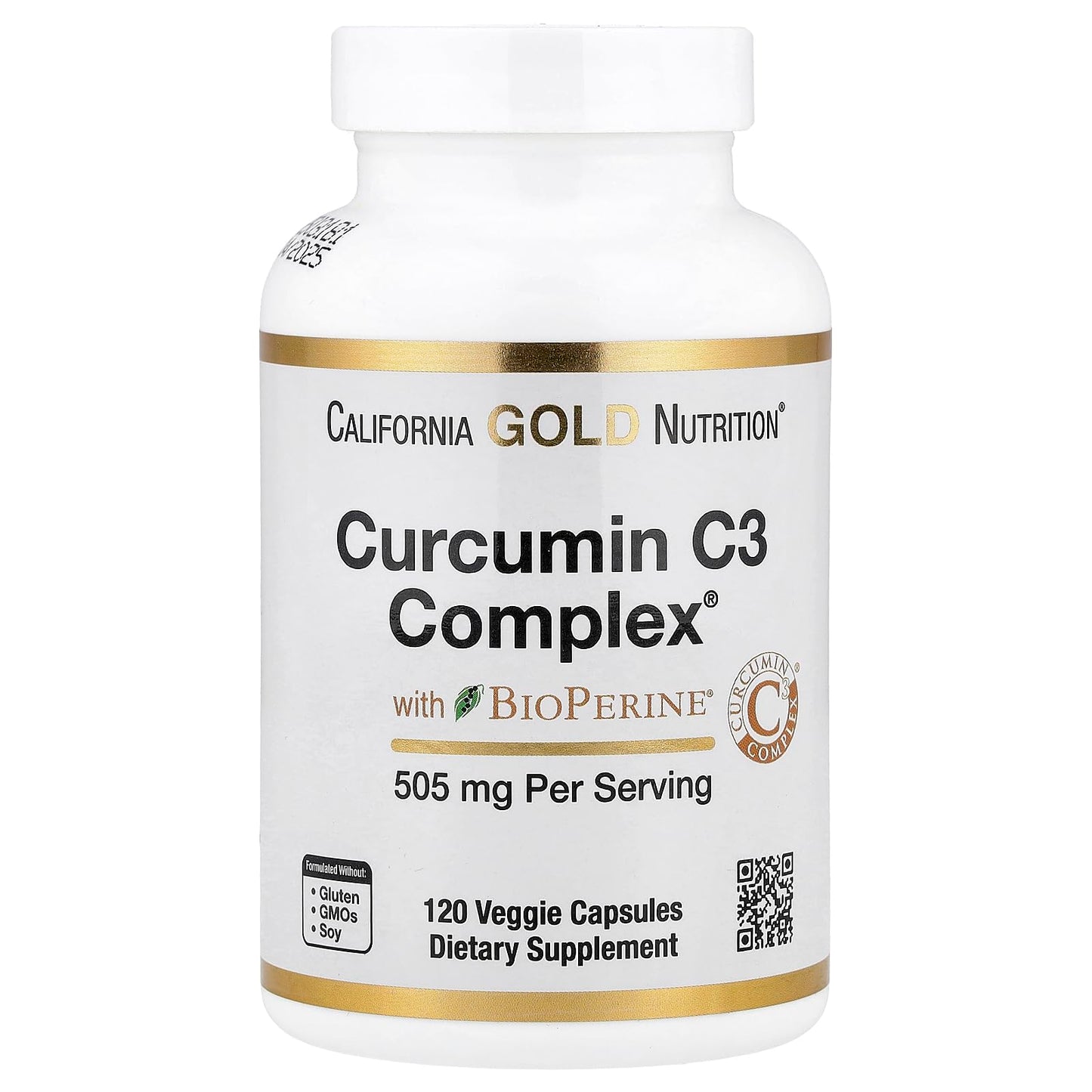 California Gold Nutrition Curcumin C3 Complex from Turmeric Root with Bioperine Black Pepper Extract for High Absorption, 95% Curcuminoids, 500 mg, 120 Veggie Capsules