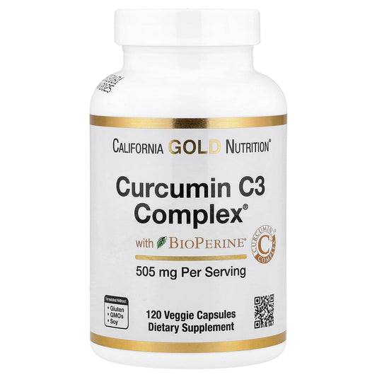 California Gold Nutrition Curcumin C3 Complex from Turmeric Root with Bioperine Black Pepper Extract for High Absorption, 95% Curcuminoids, 500 mg, 120 Veggie Capsules