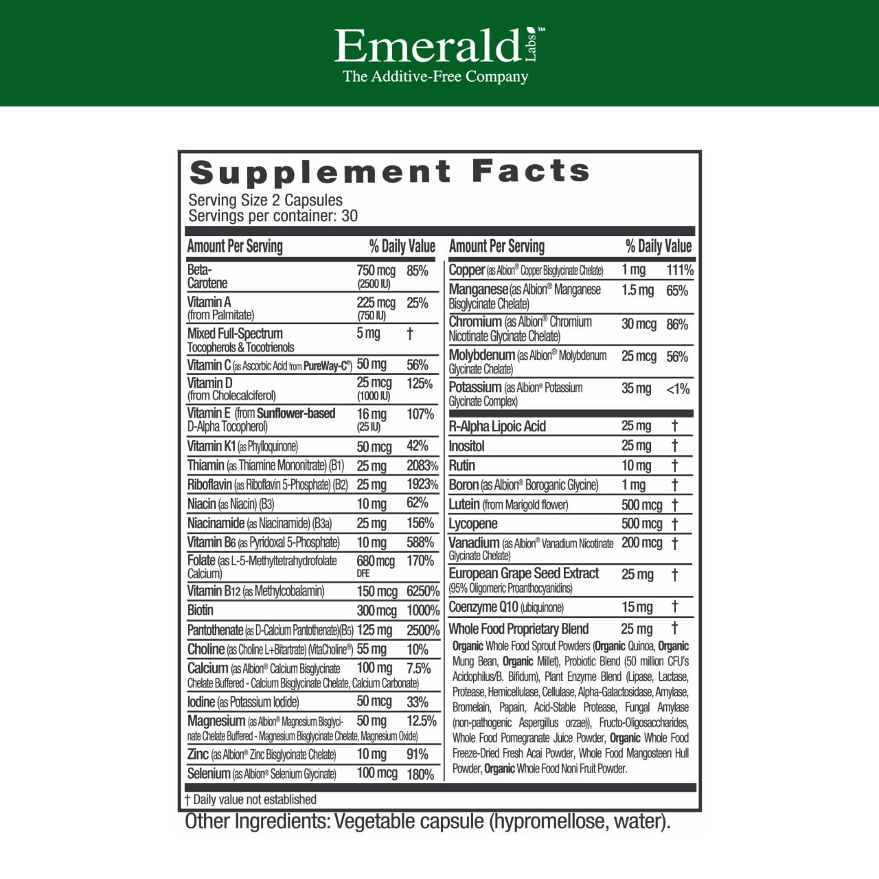 Emerald Labs Complete Premium Multivitamin 60 Capsules