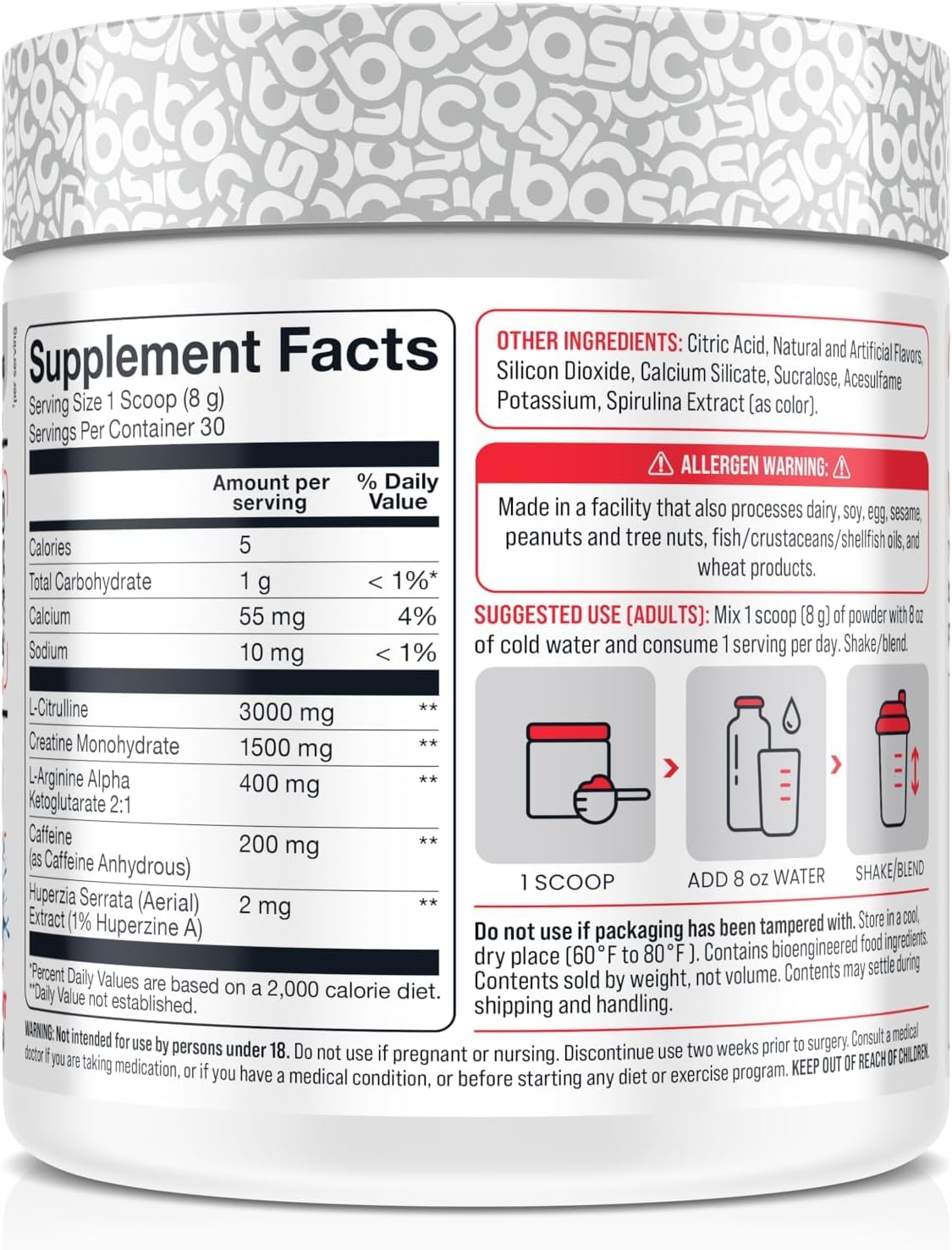 BASIC SUPPLEMENTS Basic Pre-Workout Powder 8.5 oz