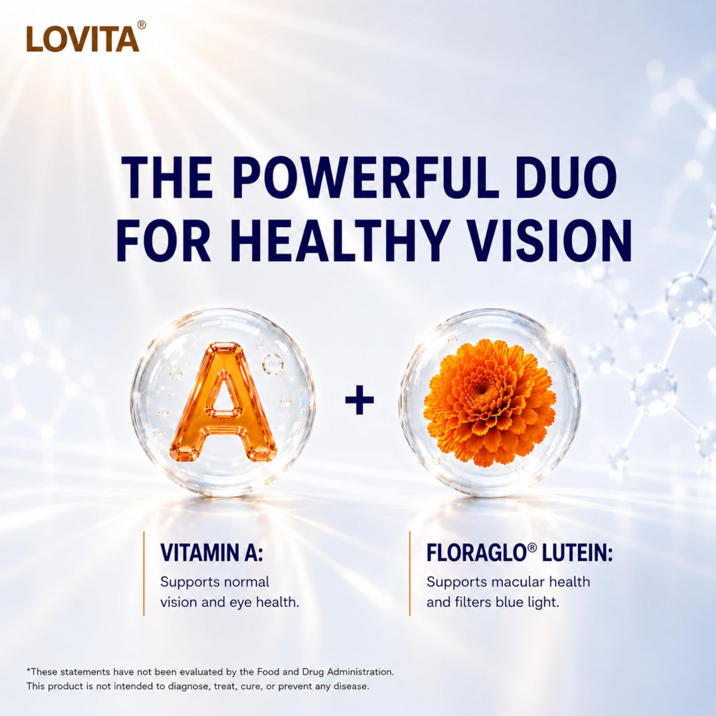 LOVITA Eyes Care Vitamin A & FloraGLO Lutein Complex Capsules, 60 Capsules