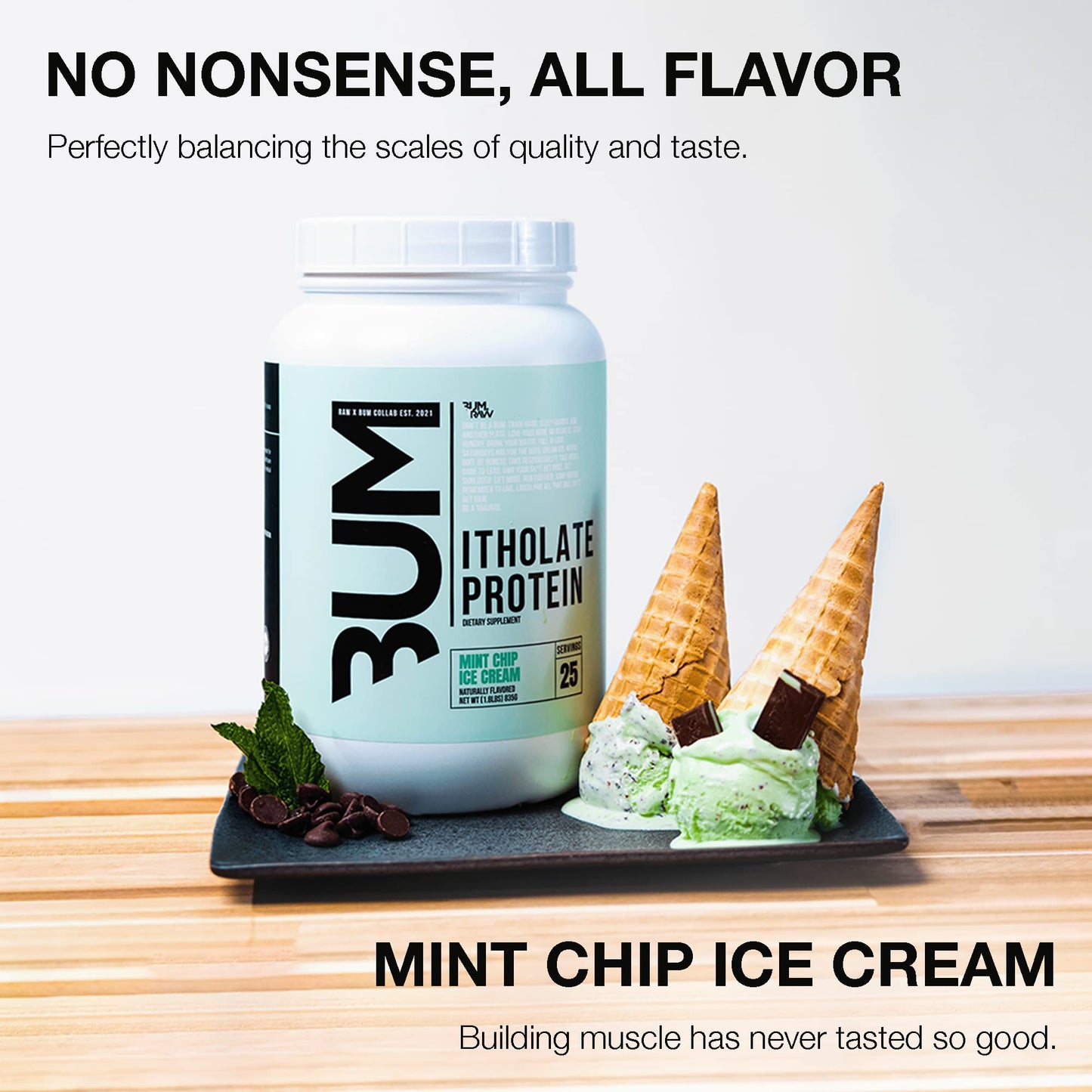 RAW Whey Isolate Protein Powder, Mint Chip Ice Cream (CBUM Itholate Protein) - 100% Grass-Fed, 1.7 lb