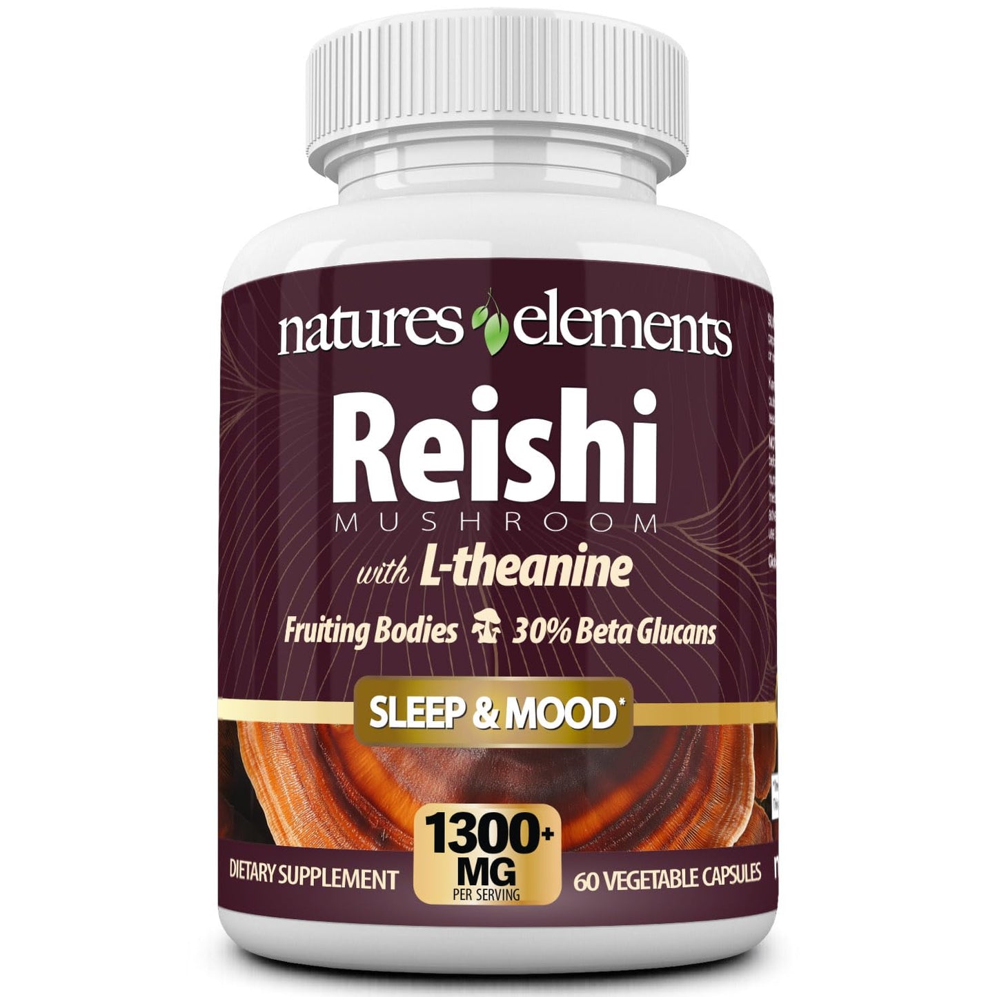 Natures Elements Reishi Mushroom Supplement Capsule 60 Count