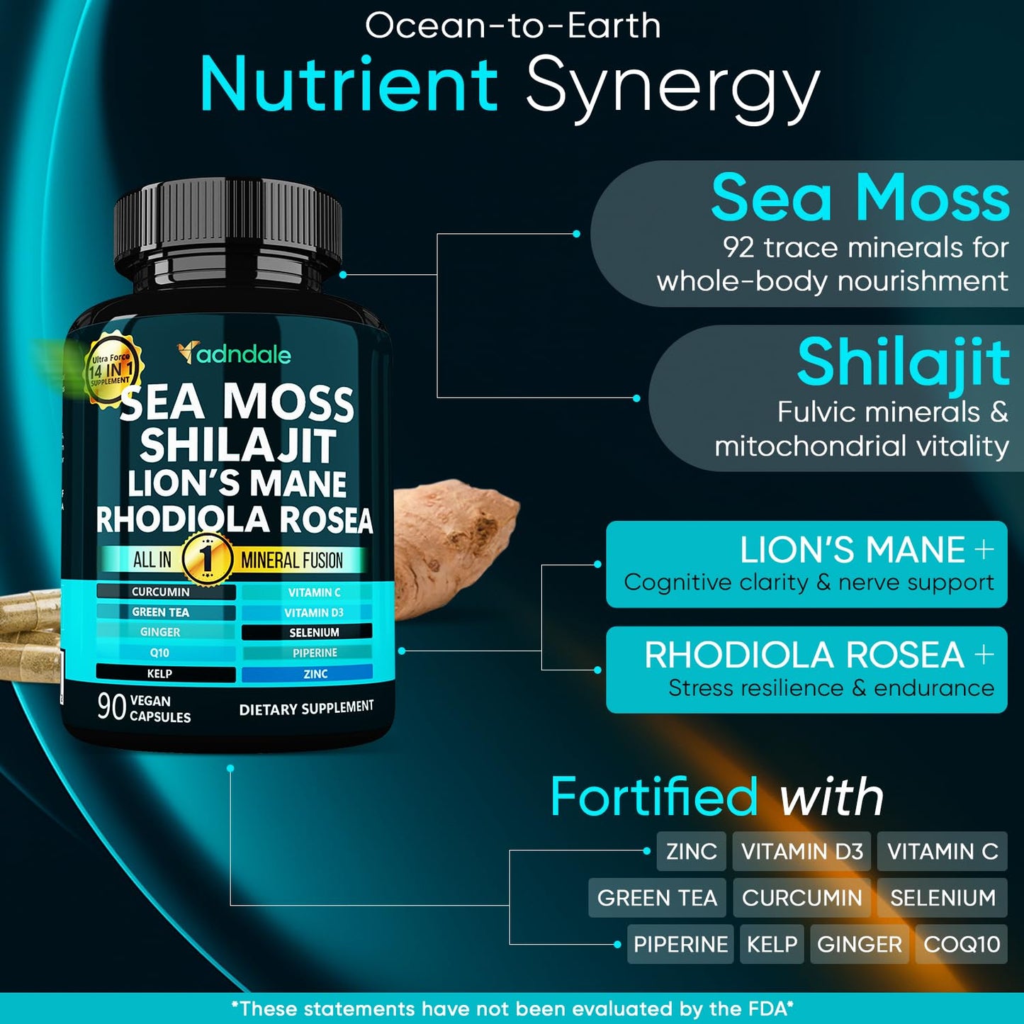 Adndale SeaMoss Shilajit Combo Capsule 90 Count