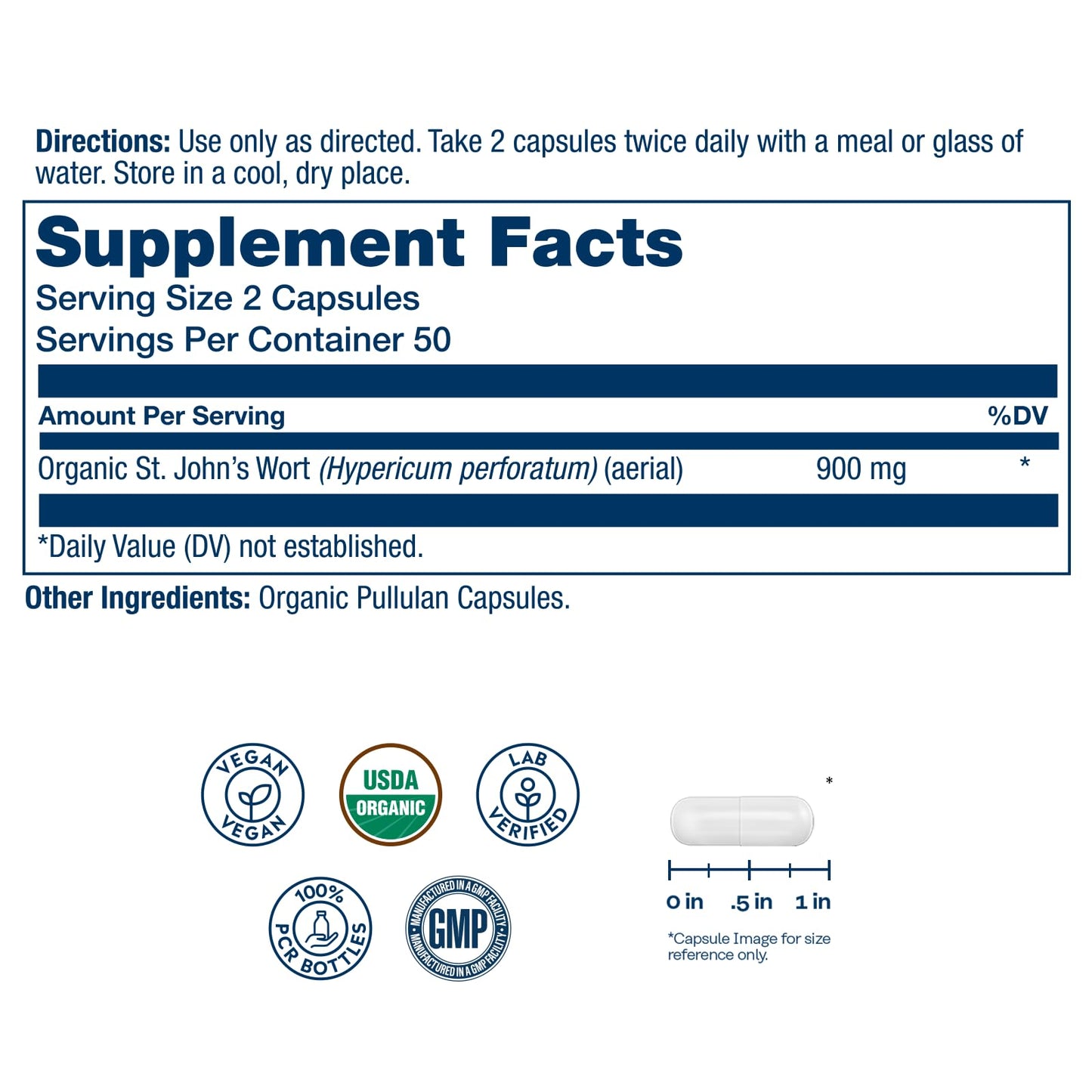 SOLARAY Organic St John's Wort 900mg Capsule, 100 VegCaps
