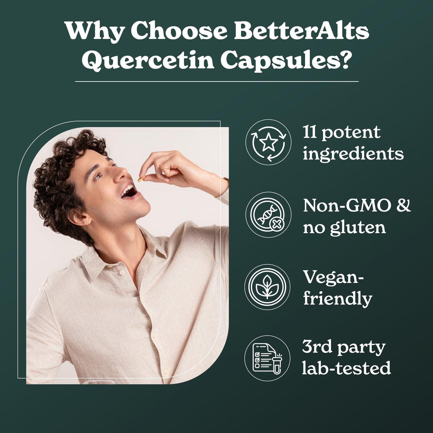 Better Alt Quercetin with Elderberry, Milkvetch, Ashwagandha, Holy Basil & 9 Potent Herbs, 60 Capsules