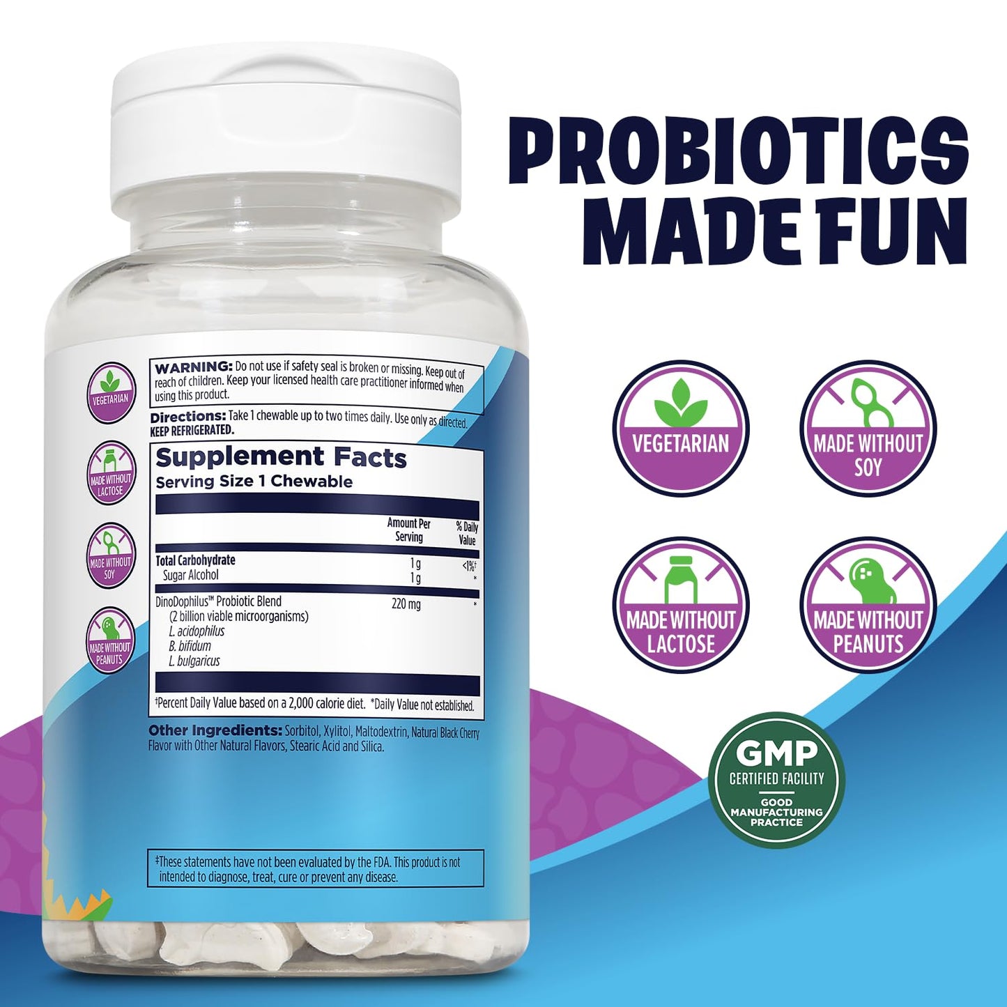 KAL DinoDophilus Probiotics for Kids Chewable 60 Chews