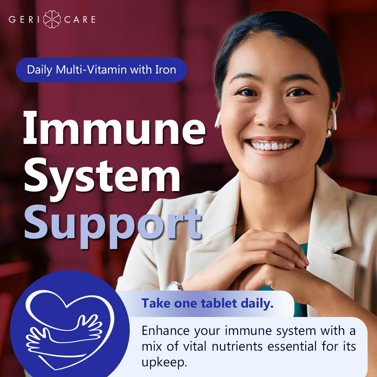 GeriCare One-Daily Multi-Vitamin with Iron Tablet, 1000 Count