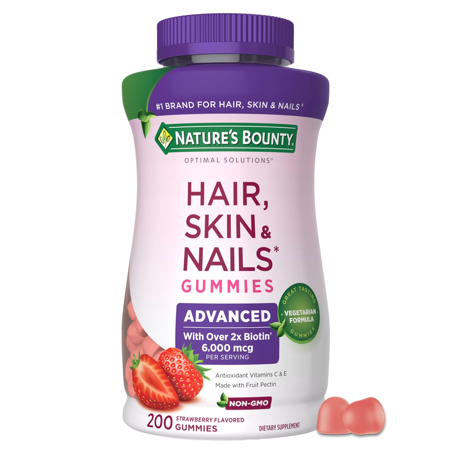 Nature's Bounty Optimal Solutions Advanced Hair, Skin and Nails Pectin Gummies 200 Count