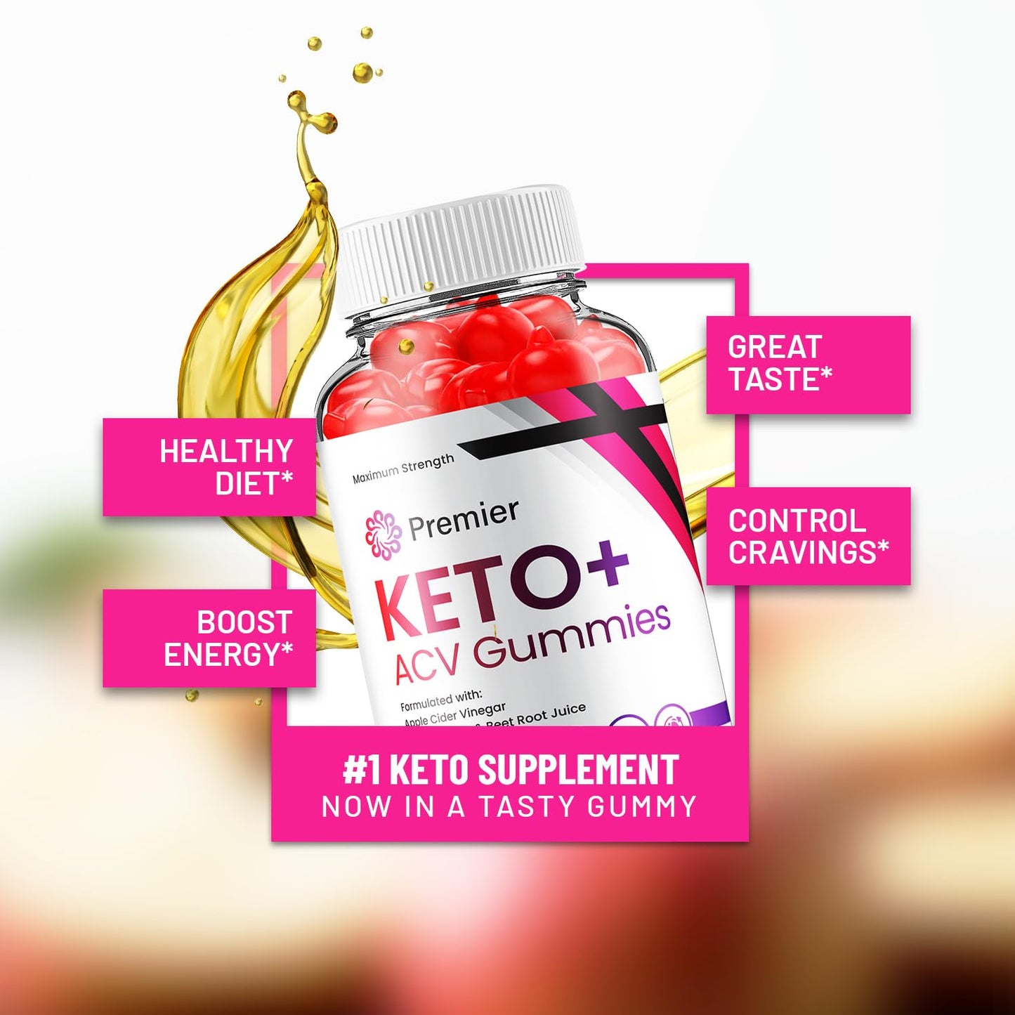 Indelo Premier Keto ACV Gummies - Advanced Formula Apple Cider Vinegar Dietary Supplement, 60 Gummies