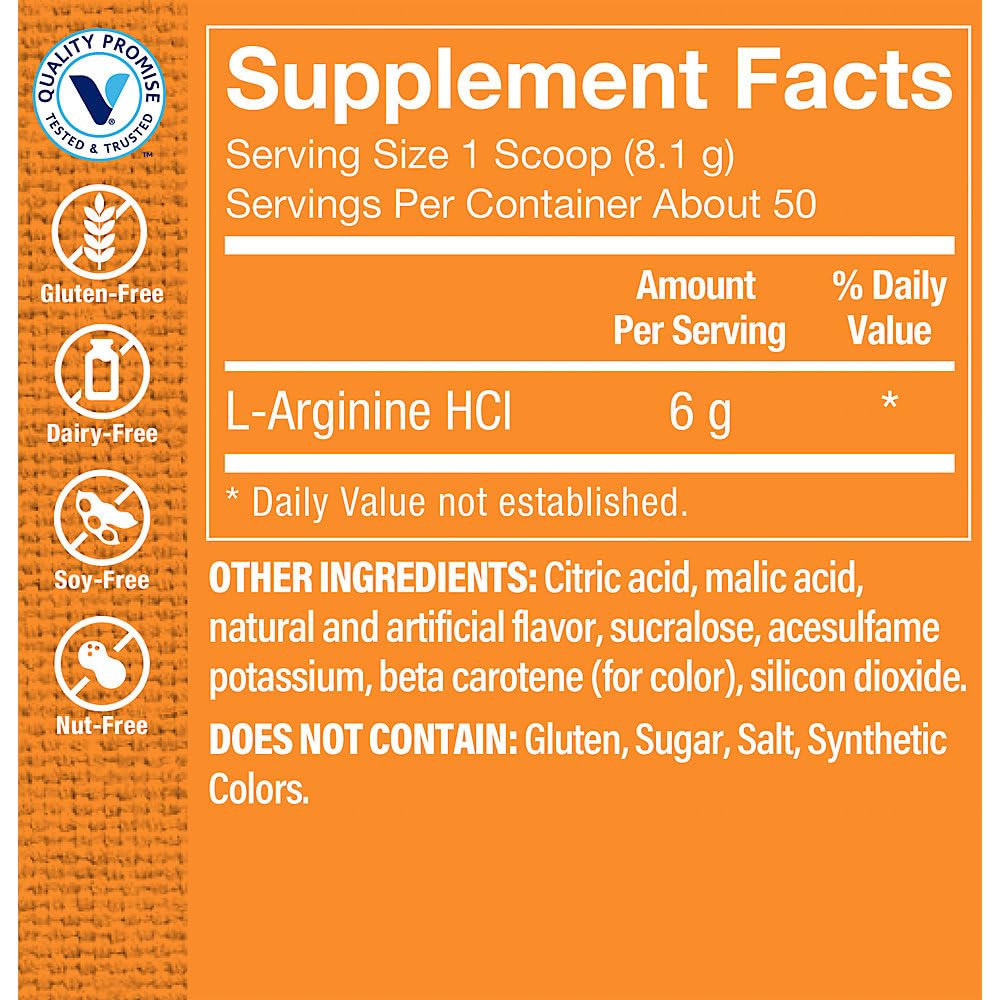 The Vitamin Shoppe L-Arginine - Nitric Oxide Production, Circulation & Exercise Performance Support Powder 14.4 Ounce