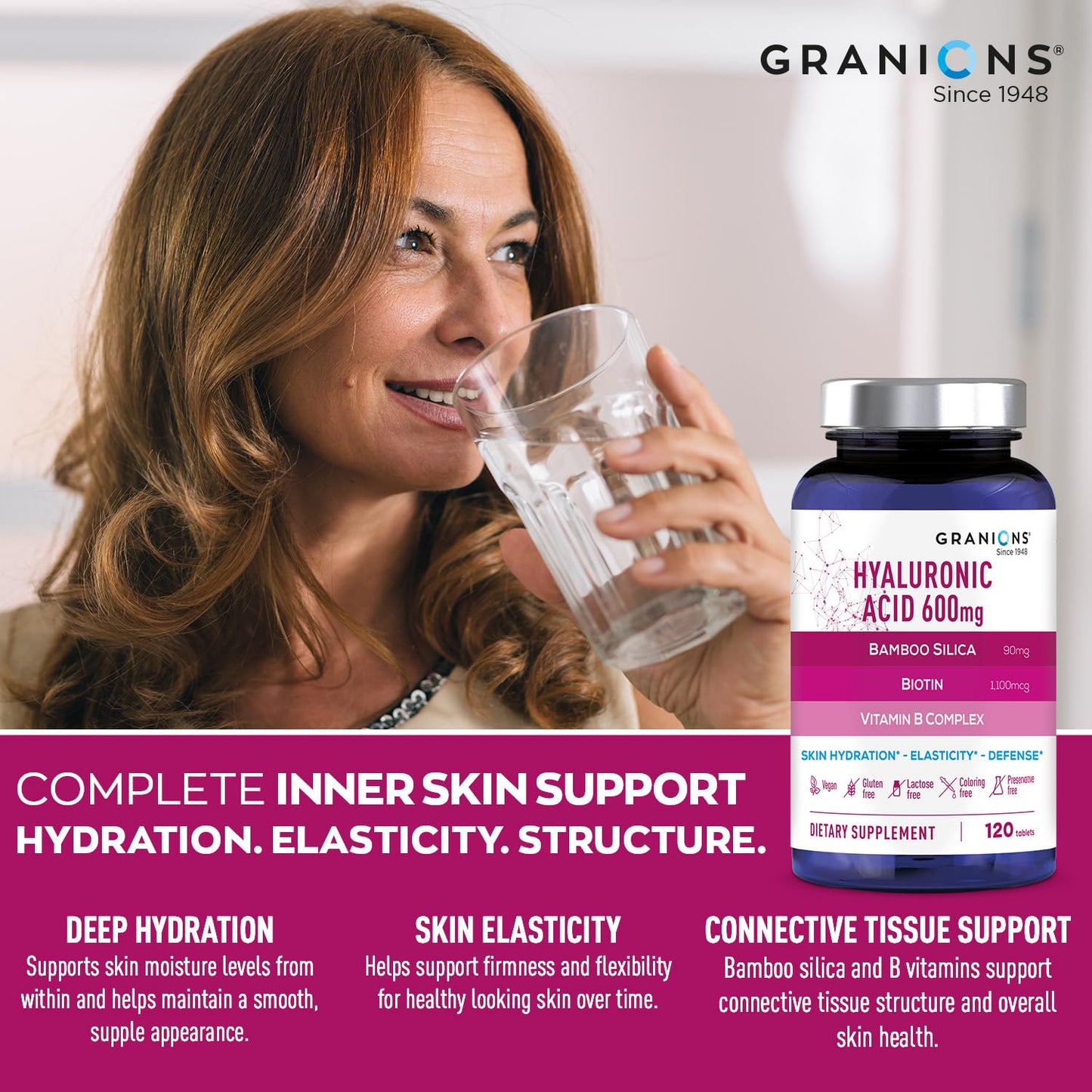 Granions Hyaluronic Acid Supplement 600mg Tablet 120 Tablets