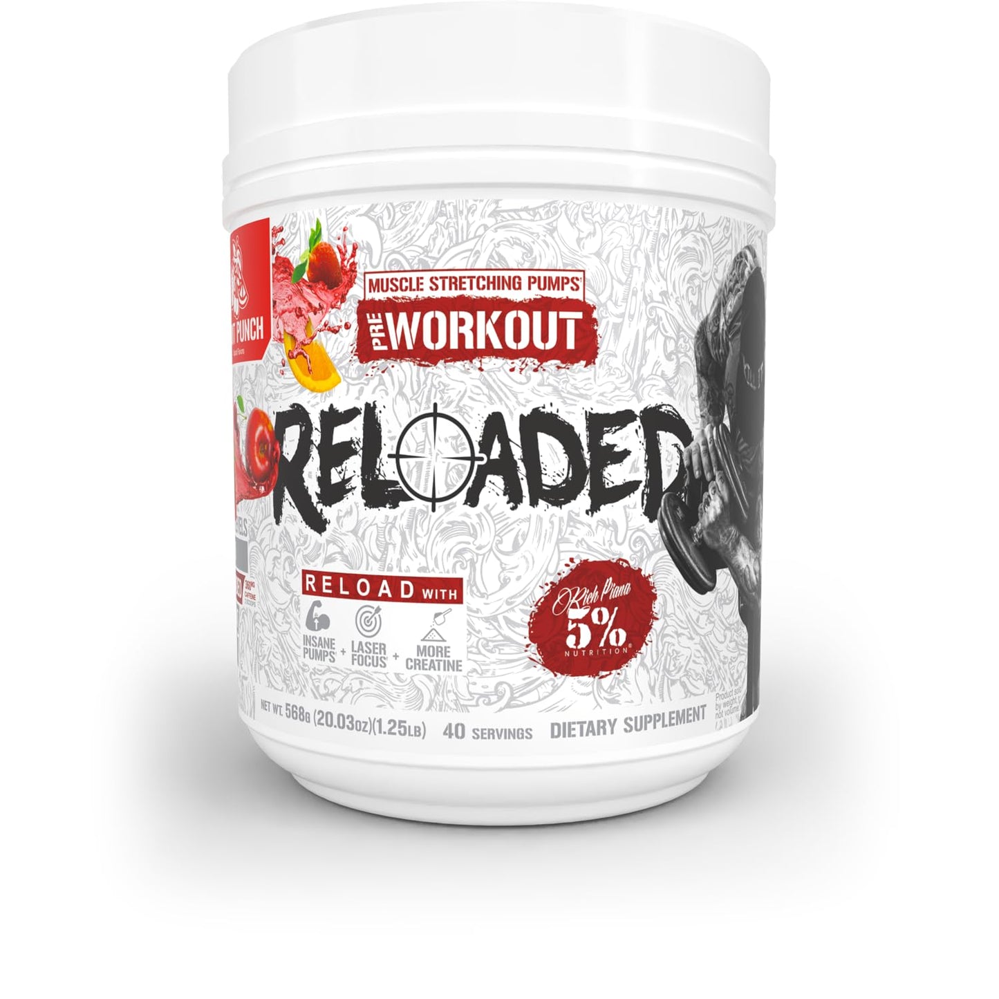 5% Nutrition Rich Piana Reloaded High Stim Pre-Workout Powder 1.12 lb